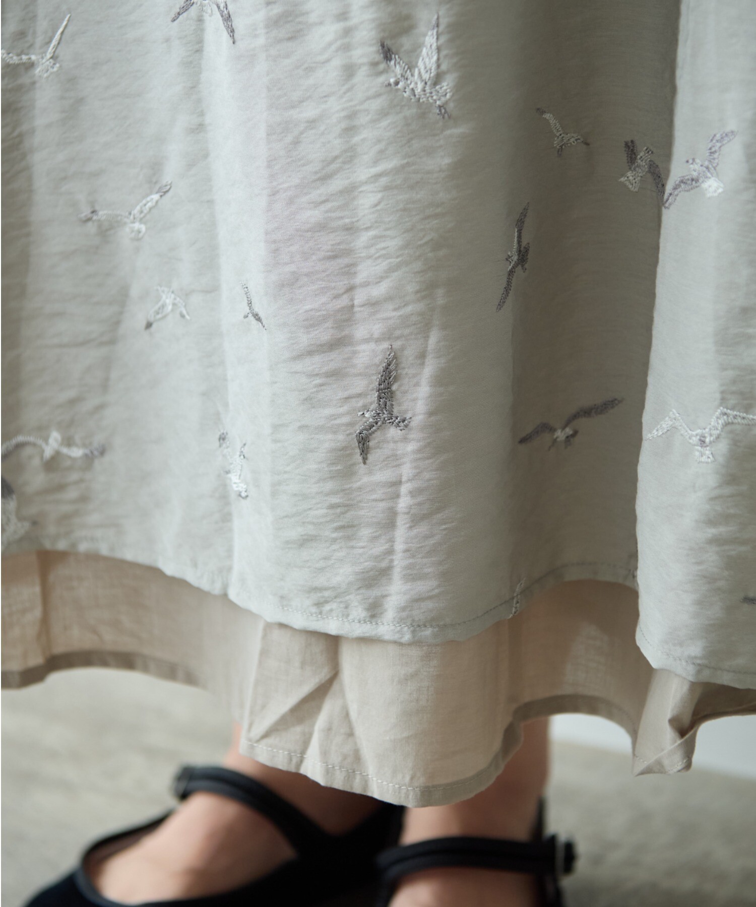 AMBIDEX Store ○bird刺繍 layered ワンピース(F クロ): yuni