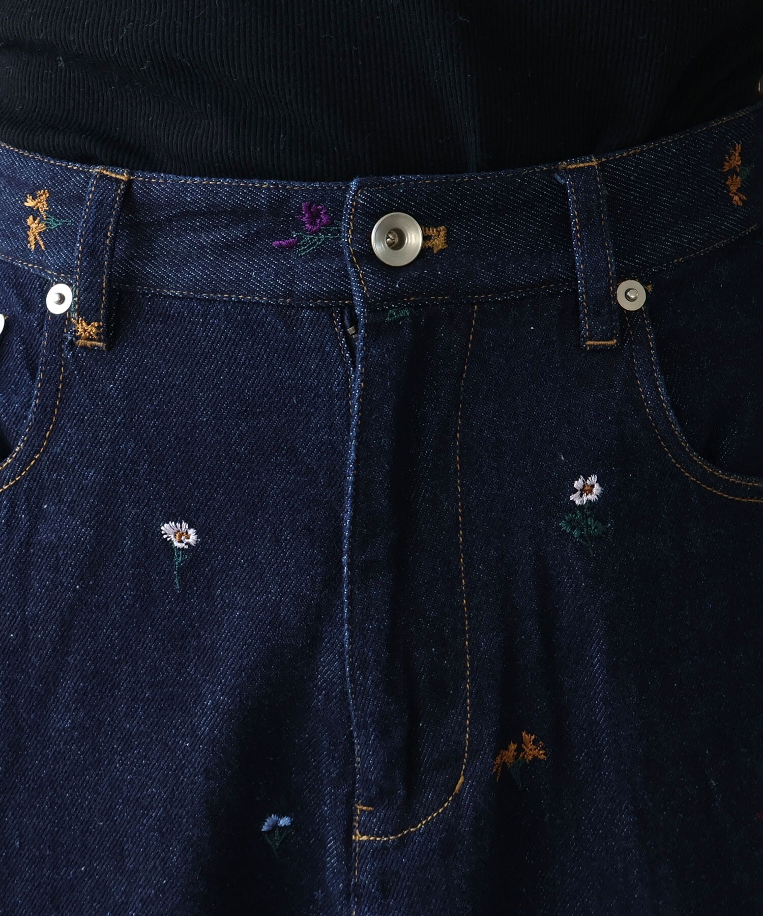AMBIDEX Store floral embloidely denim 5pkt back gum パンツ(M