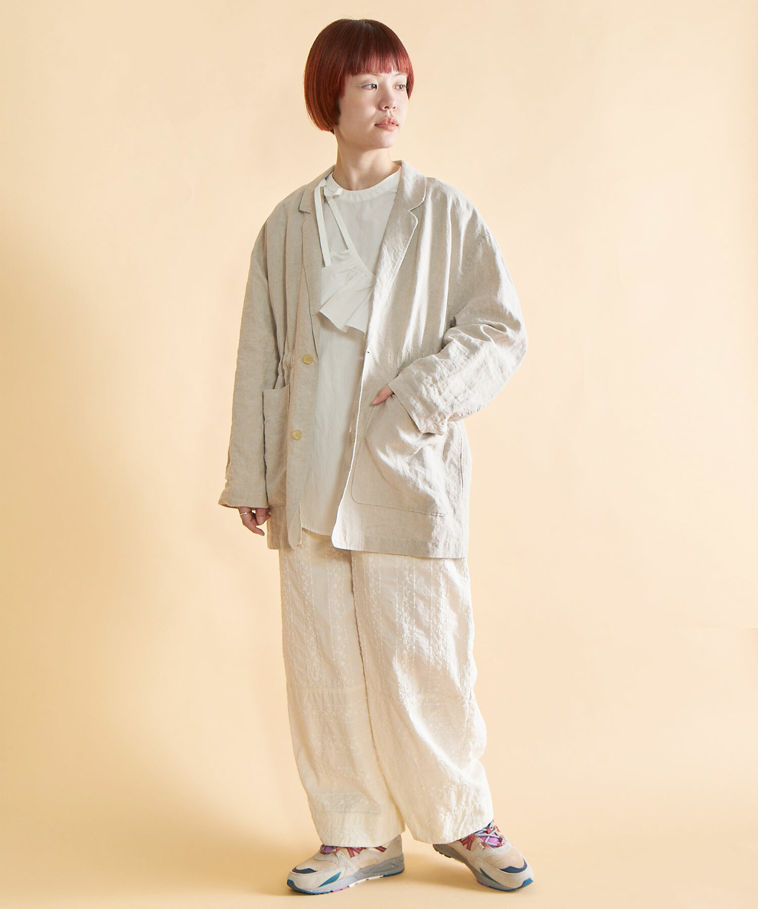 AMBIDEX Store ○60/高密度LINEN PAPA ジャケット(F BLUE GREY): FLAT 