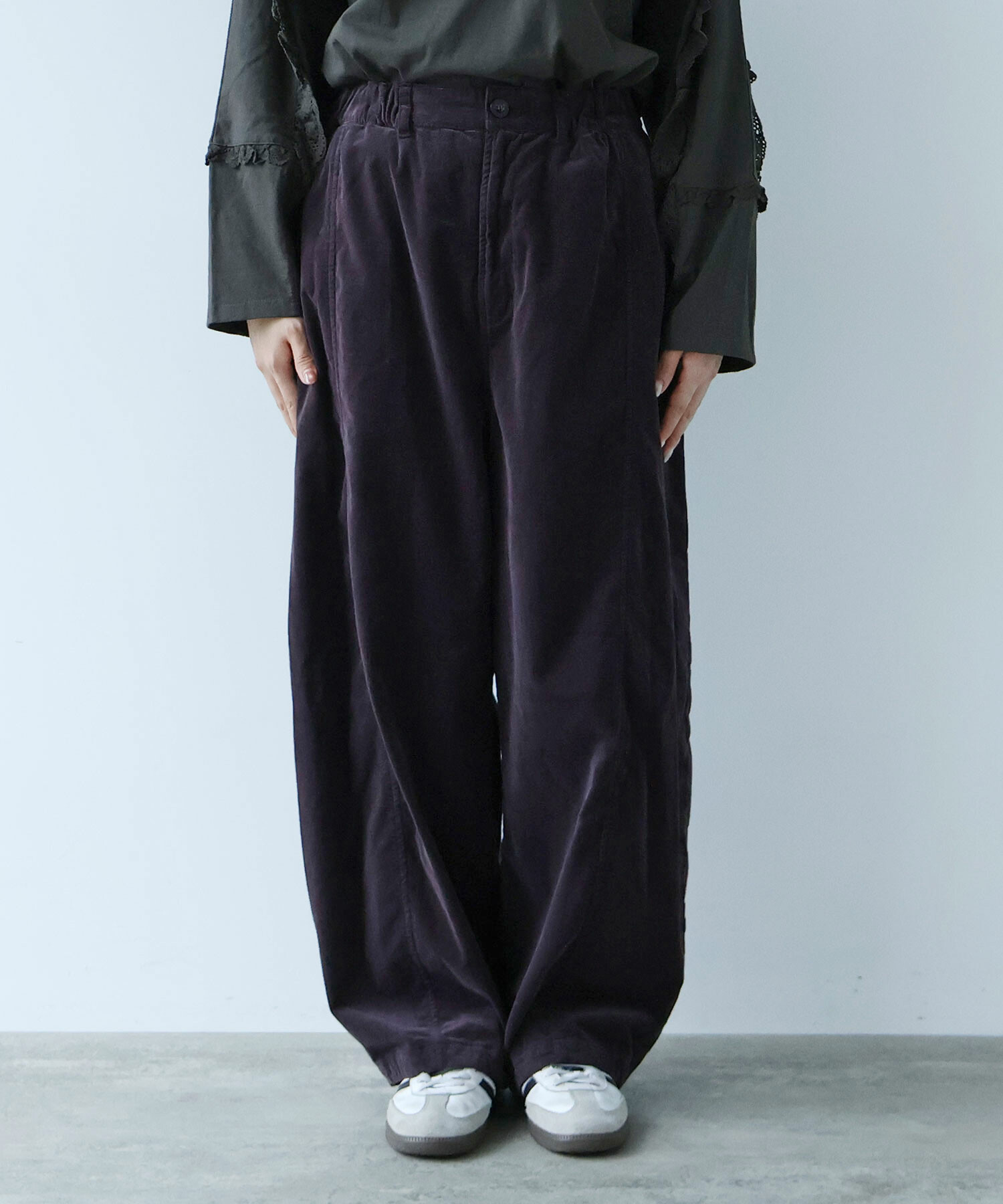 AMBIDEX Store ○スラブ別珍 製品染 CURVE パンツ(F CHARCOAL): buoybuoy