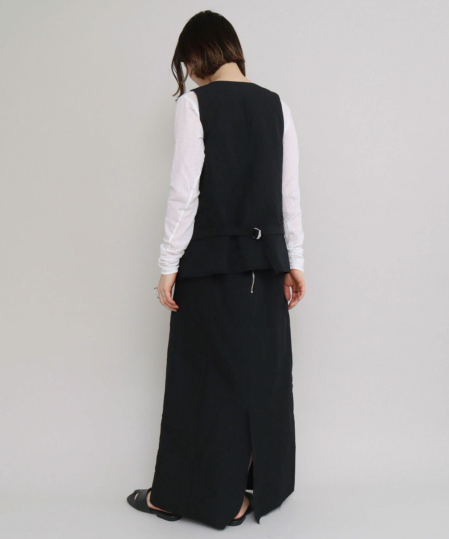 AMBIDEX Store 〇コットンリネン高密度ウェザー Iラインロングスカート  