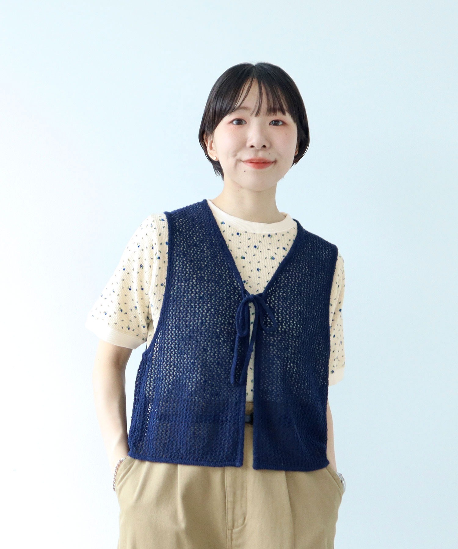 tシャツ USEDサーマル小花プリント 半袖Tシャツ レディース AMBIDEX Store ○USEDサーマル小花プリント 半袖Tシャツ(F アカ