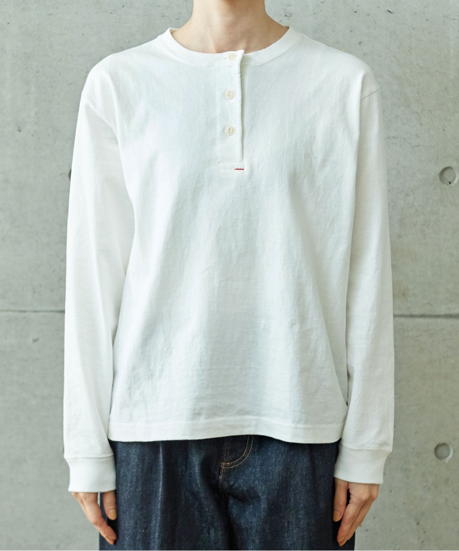 parici 度詰め丸胴天竺 ヘンリーネック半袖Tシャツ　ピンク 度詰め丸胴天竺 ヘンリーネック半袖Tシャツ（Tシャツ/カットソー