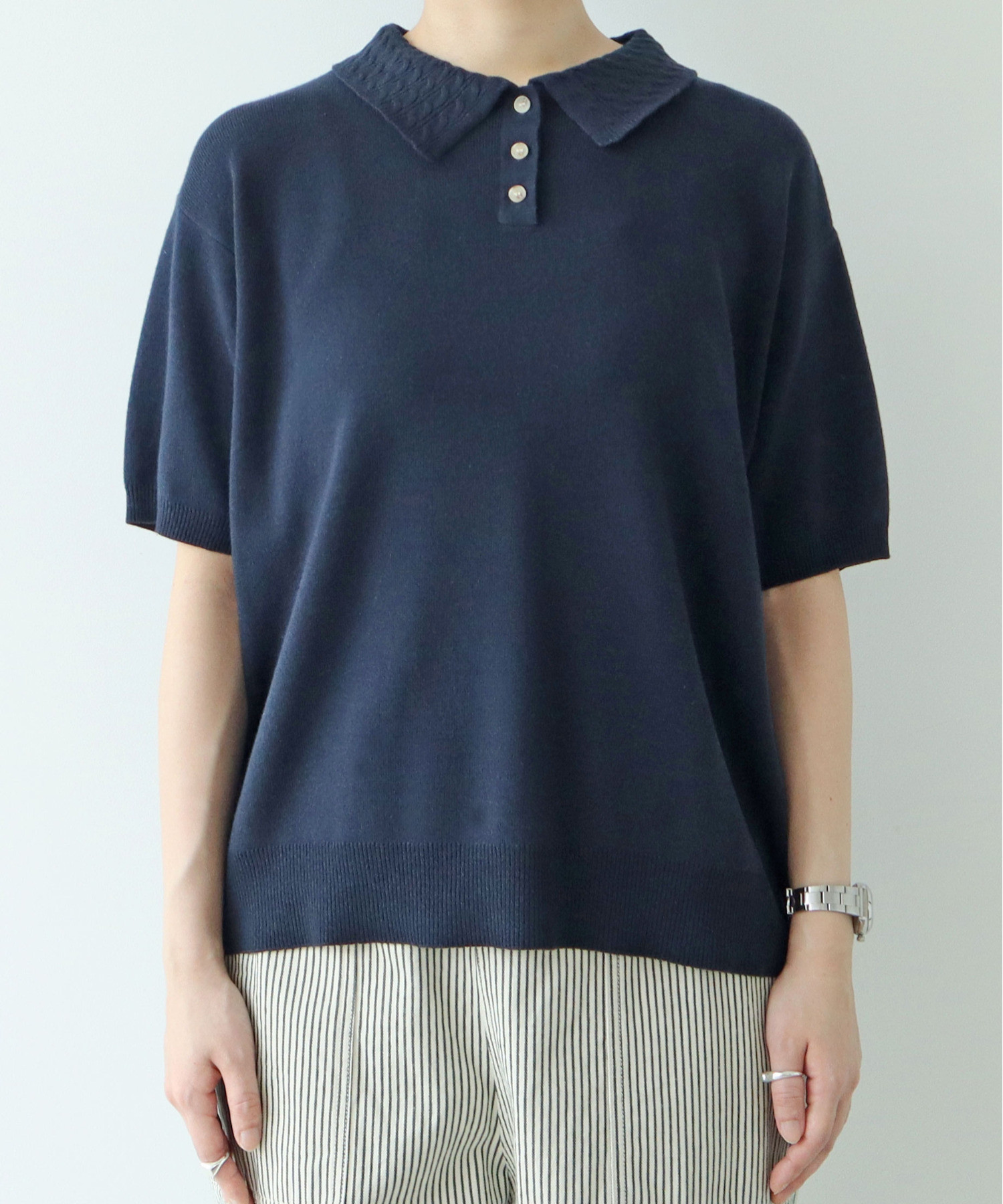 AMBIDEX Store ○強撚綿 ケーブル襟ポロシャツ(F コン): PAR ICI