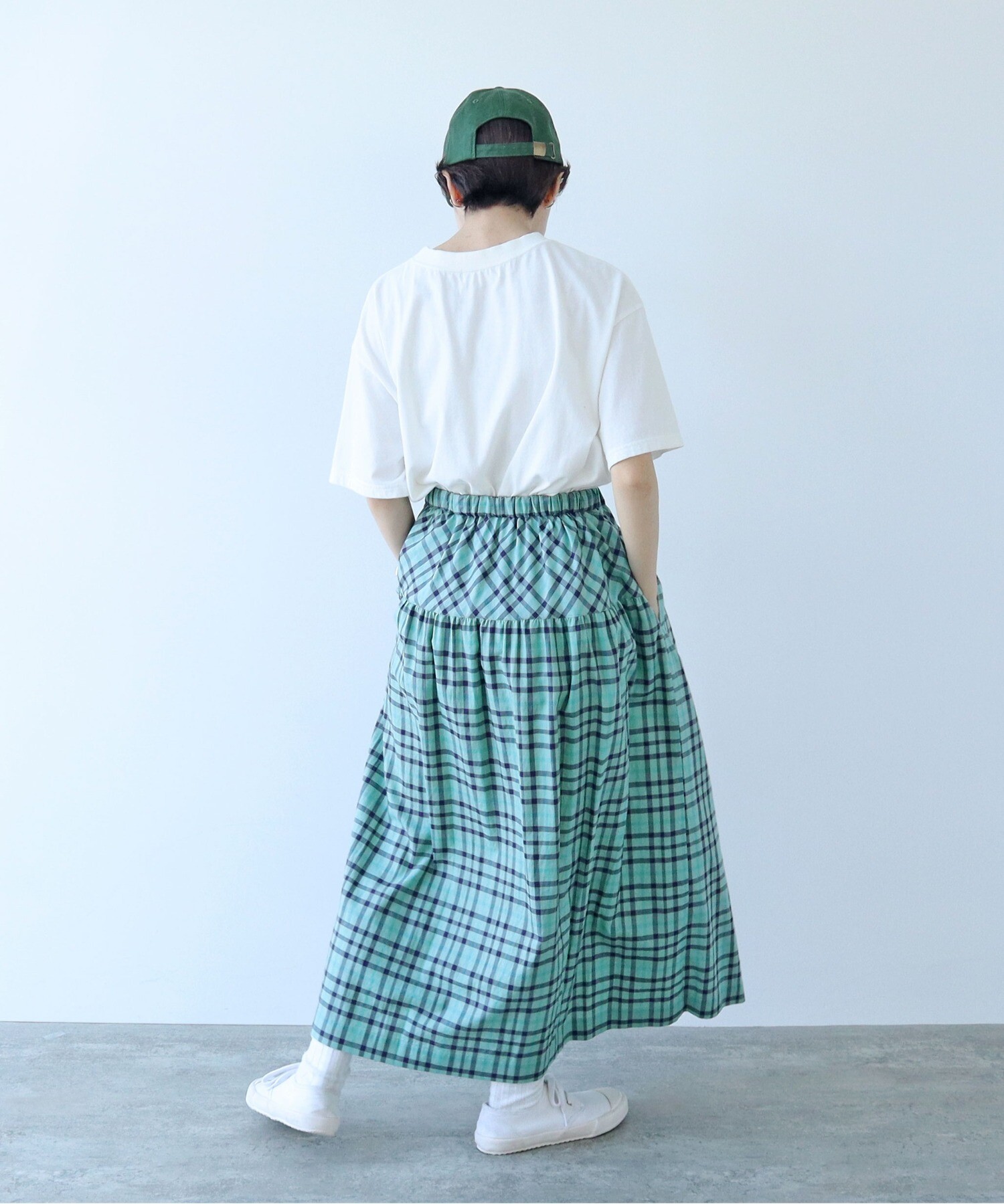 AMBIDEX Store ○江戸炊きブロックチェック ギャザースカート(F アオ  