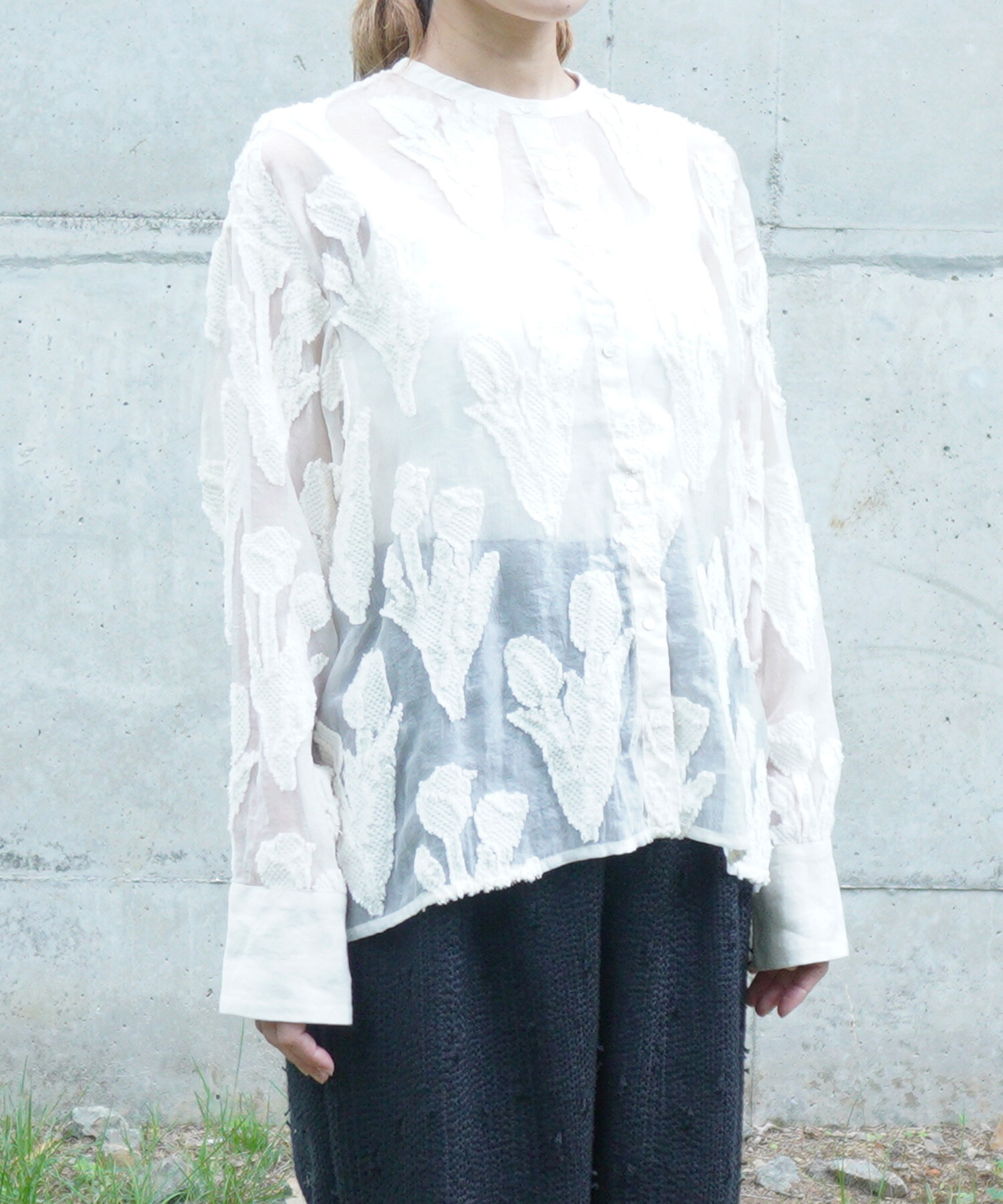 AMBIDEX Store 〇tulip lace jacquard ブラウス(F クロ): FLAT