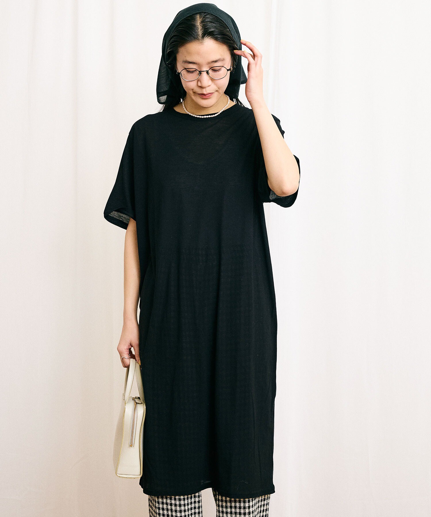 AMBIDEX Store 〇simple through long Tshirt(F クロ): l