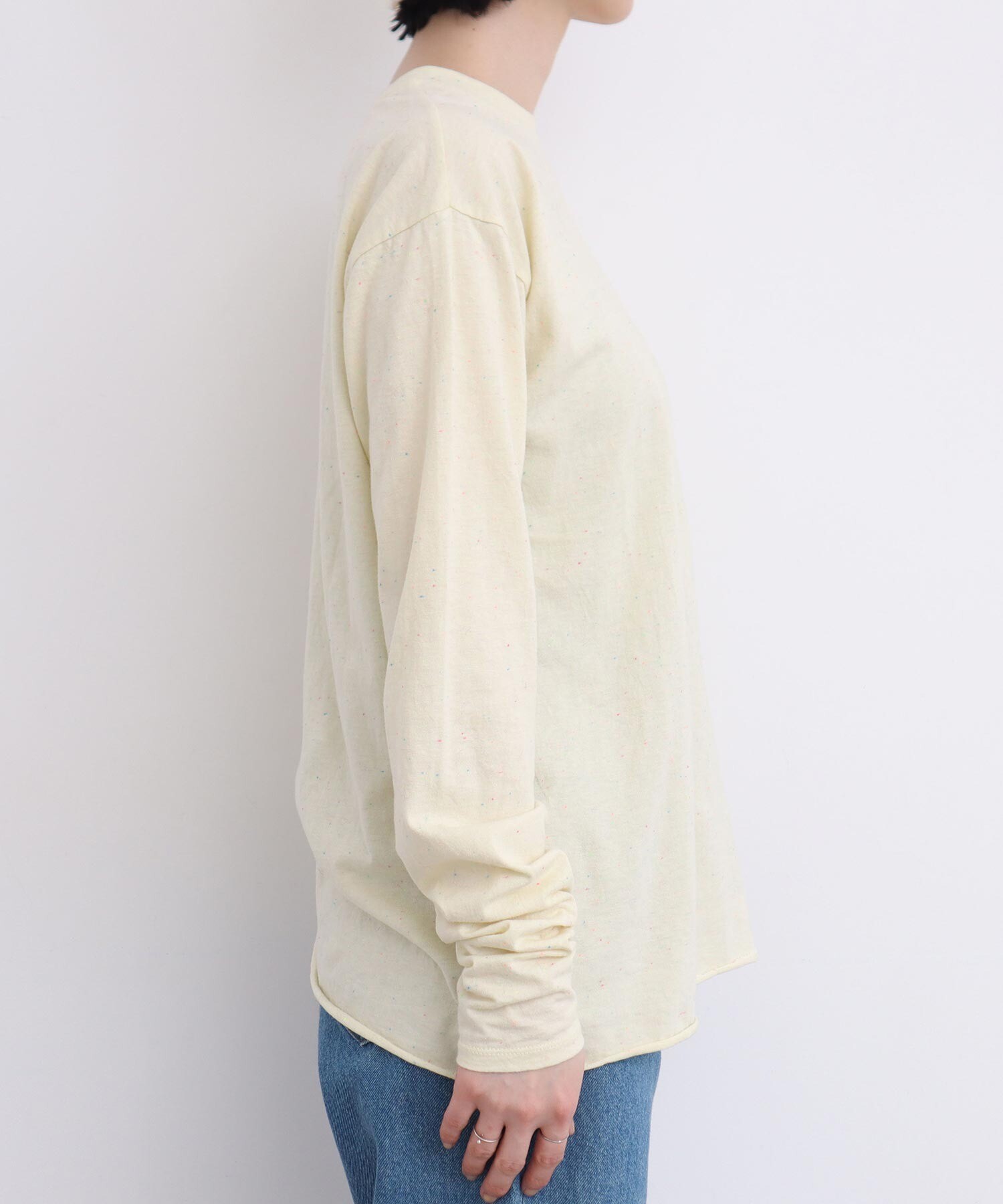 AMBIDEX Store 〇カラフルネップ天竺 くしゅ袖Tシャツ(F キナリ