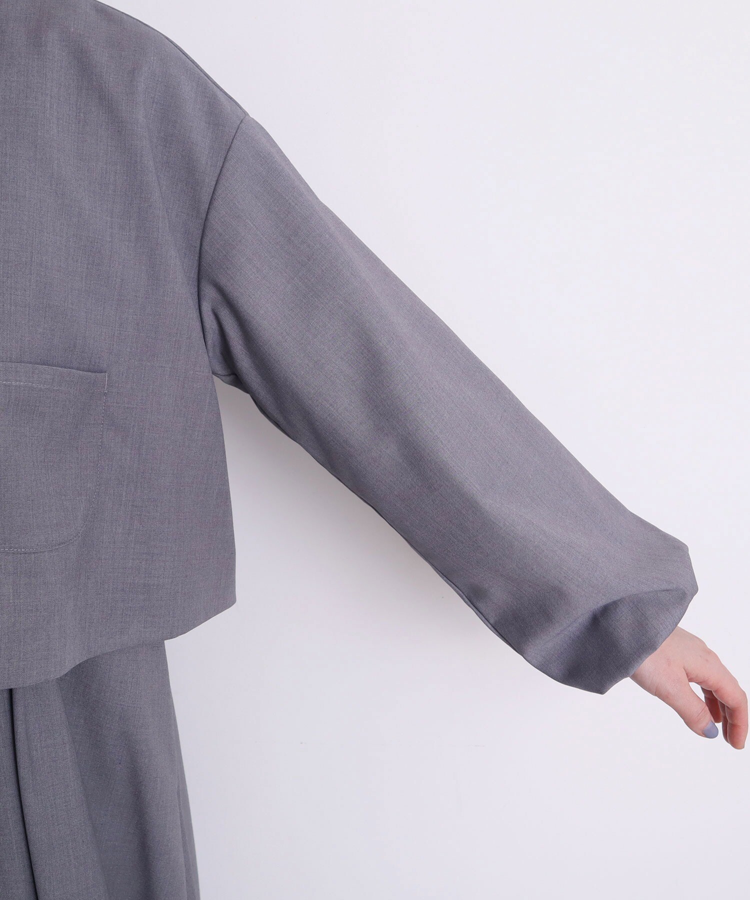 AMBIDEX Store ○ちびころボタン まるいお袖のジャケット(F グレー): l 