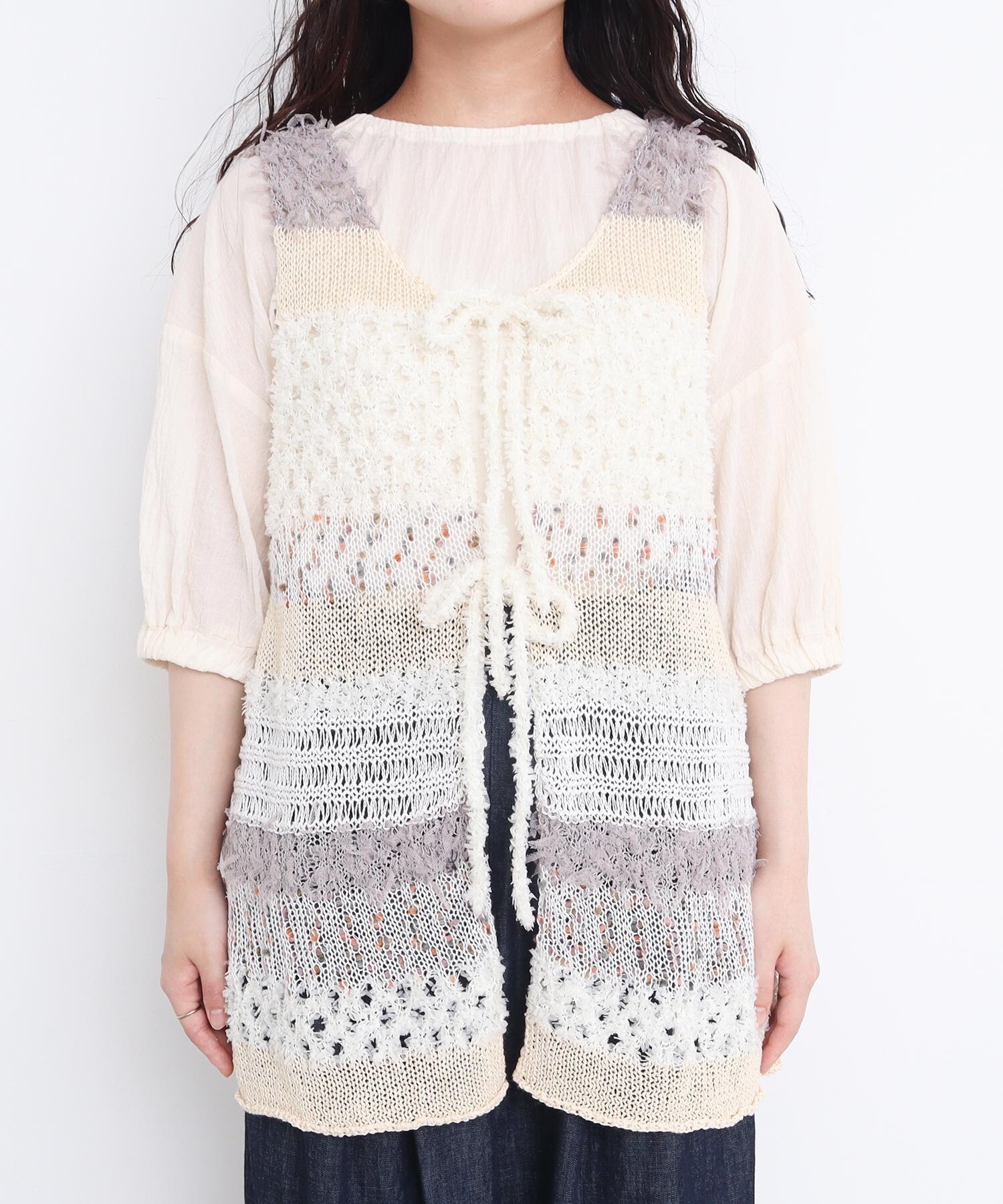 Atelier ELです。、 AMBIDEX Store 【予約販売】〇ぽつぽつ糸のcraft knitベスト (F