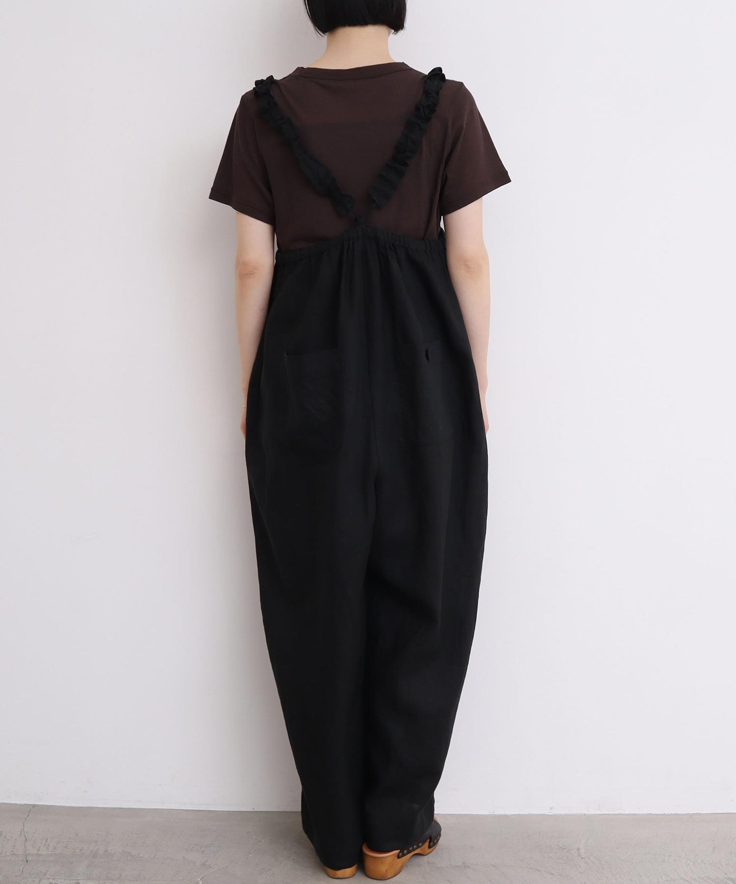 nico⭐︎❇︎ハンドメイド❇︎もんぺパンツ　サルエルタイプ　ブラックリネン　L ブラックストレッチツイルサルエルパンツ】 | Pay ID