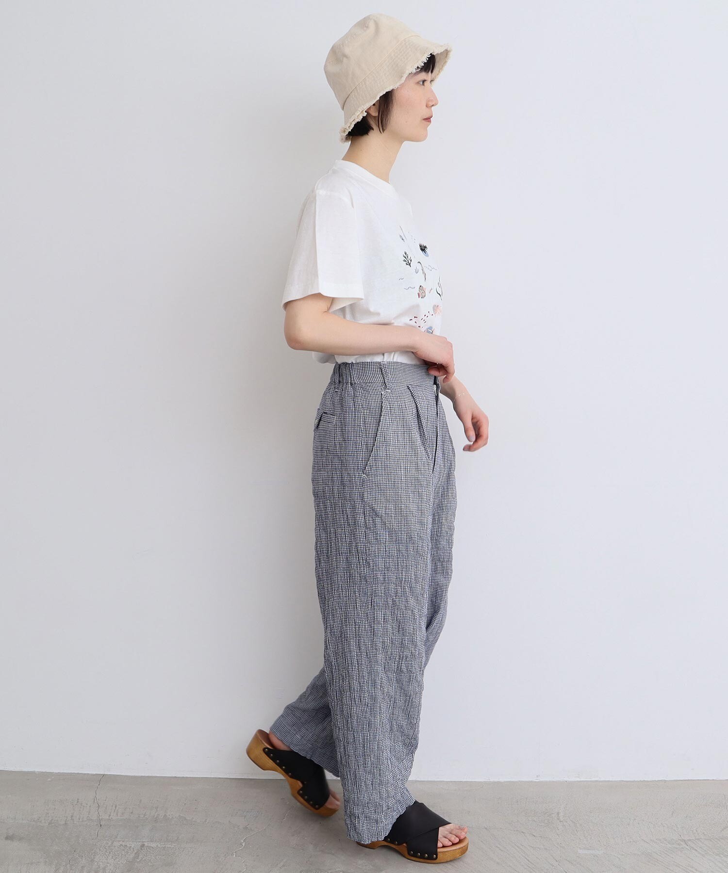 nico⭐︎❇︎ハンドメイド❇︎もんぺパンツ　サルエルタイプ　ブラックリネン　L ブラックストレッチツイルサルエルパンツ】 | Pay ID