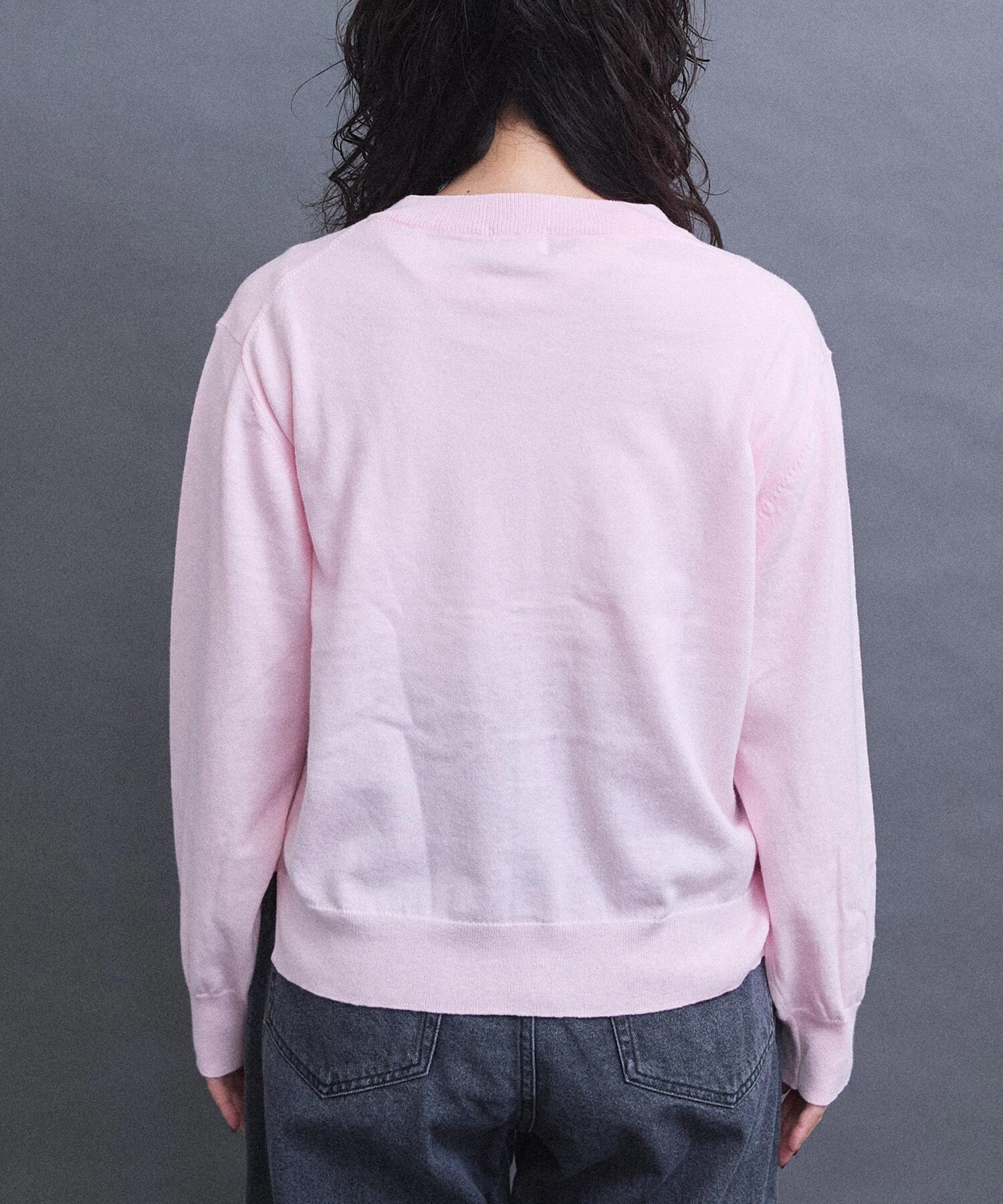 AMBIDEX Store コットン数字刺繍 クルーカーディガン(F サックス): l