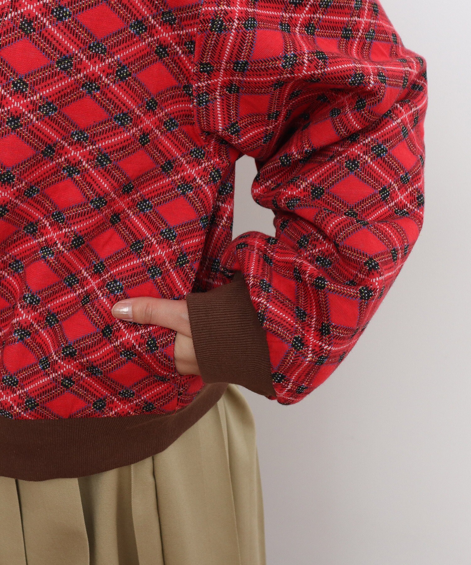 AMBIDEX Store チェック柄キルトジャカード ブルゾン(F アカ): CHILD WOMAN