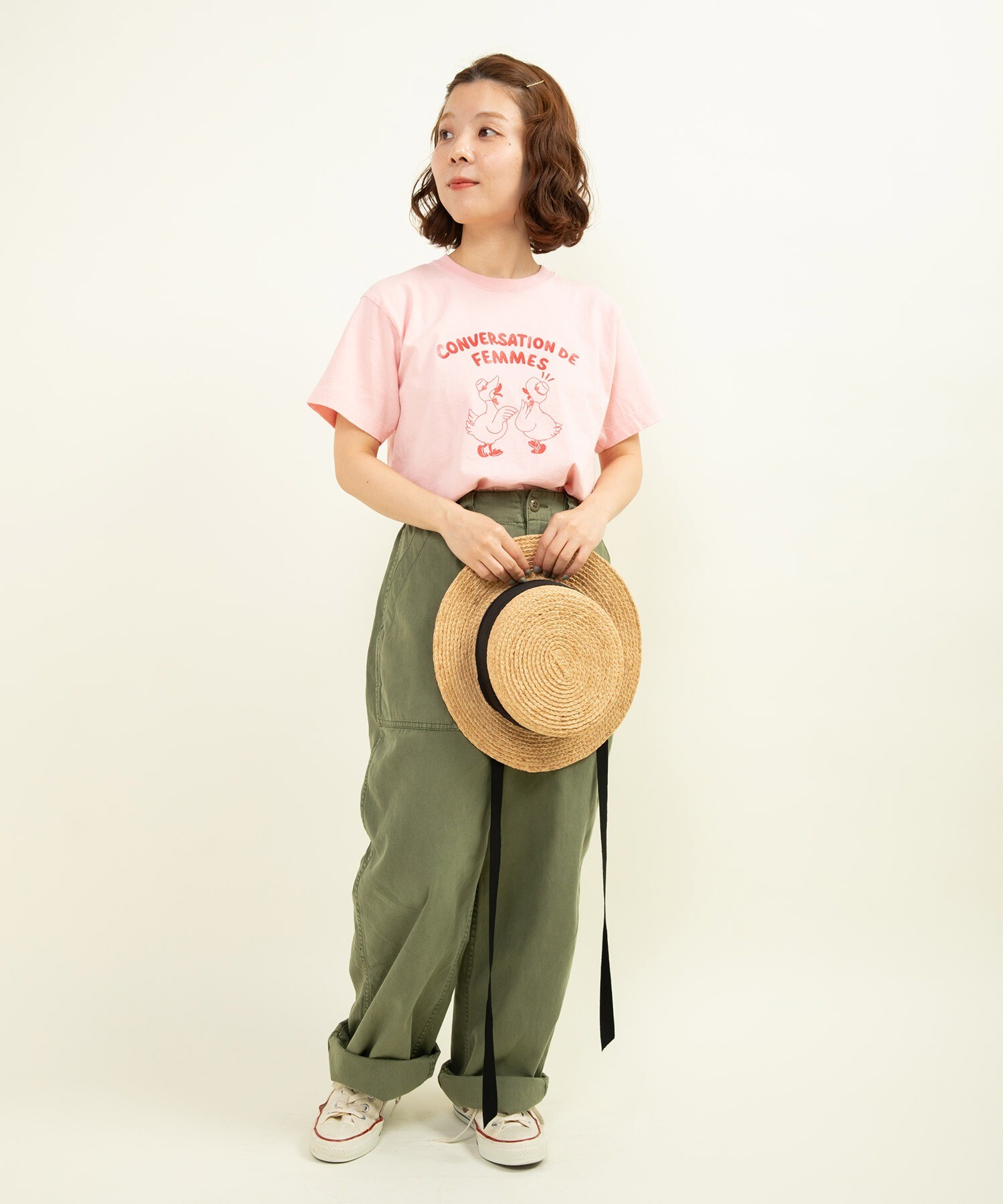 AMBIDEX Store △○アヒルの会議プリント ミニTシャツ(F アオ