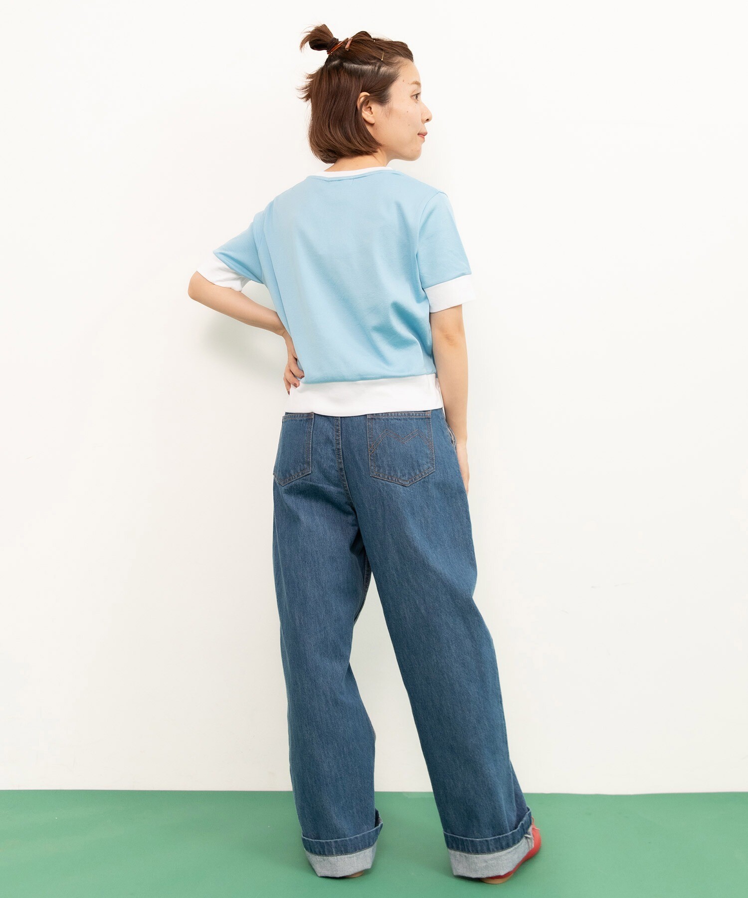 AMBIDEX Store △連シルフライス バイカラーTシャツ(F サックス