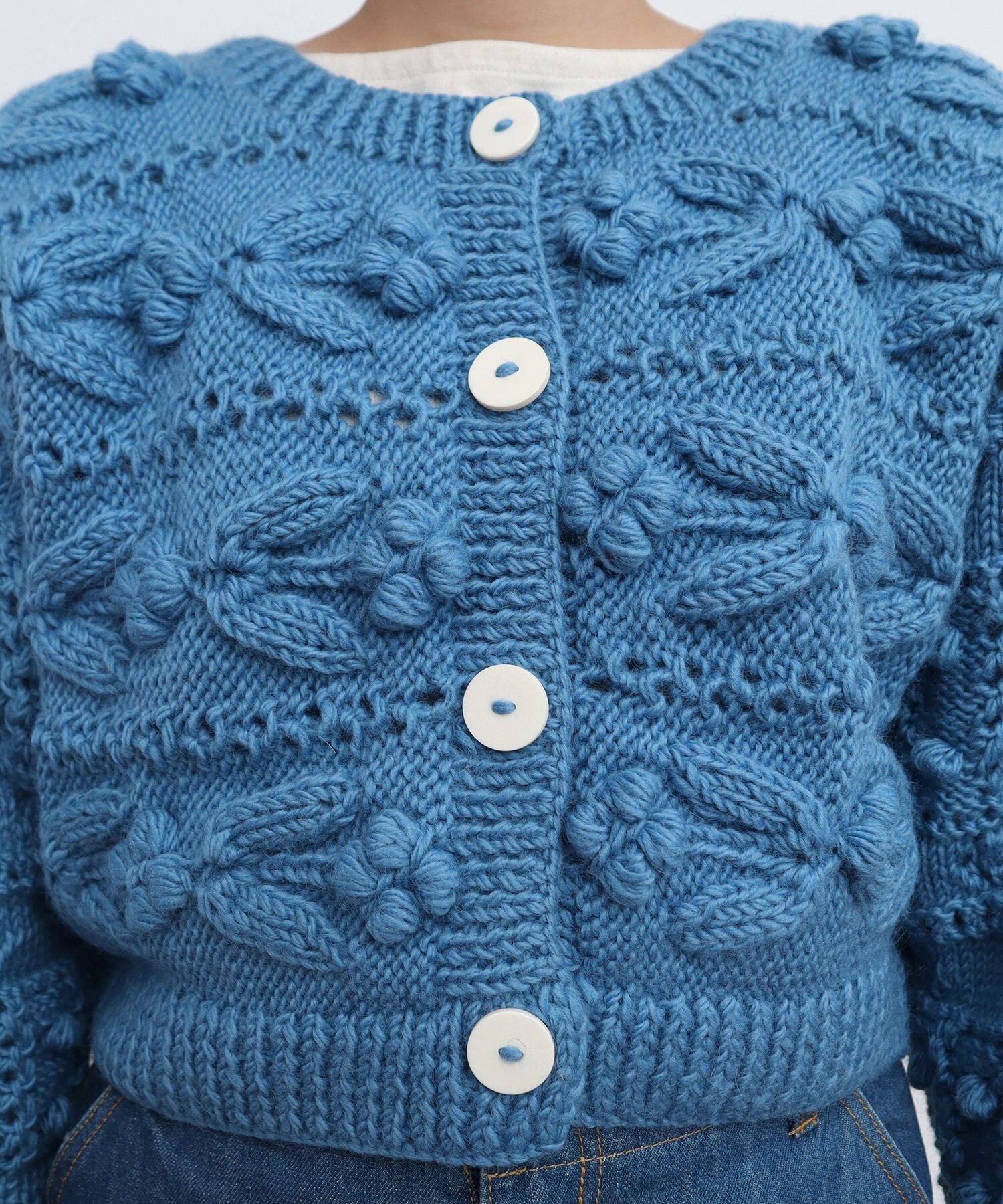 ネパールギルボックス もよう編みショートカーディガン