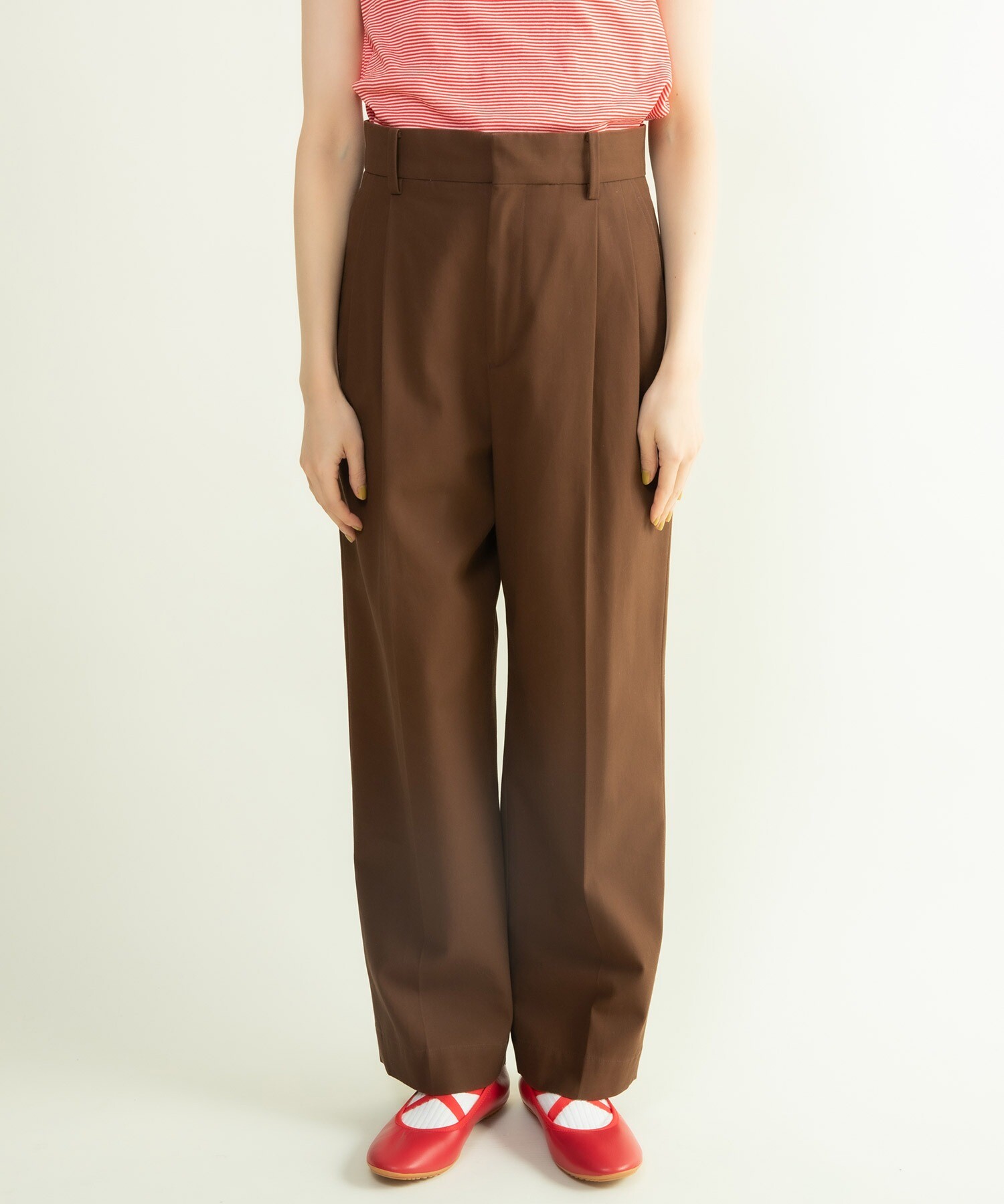 AMBIDEX Store ○強撚ツイル マーベルトストレートパンツ(36 チャ