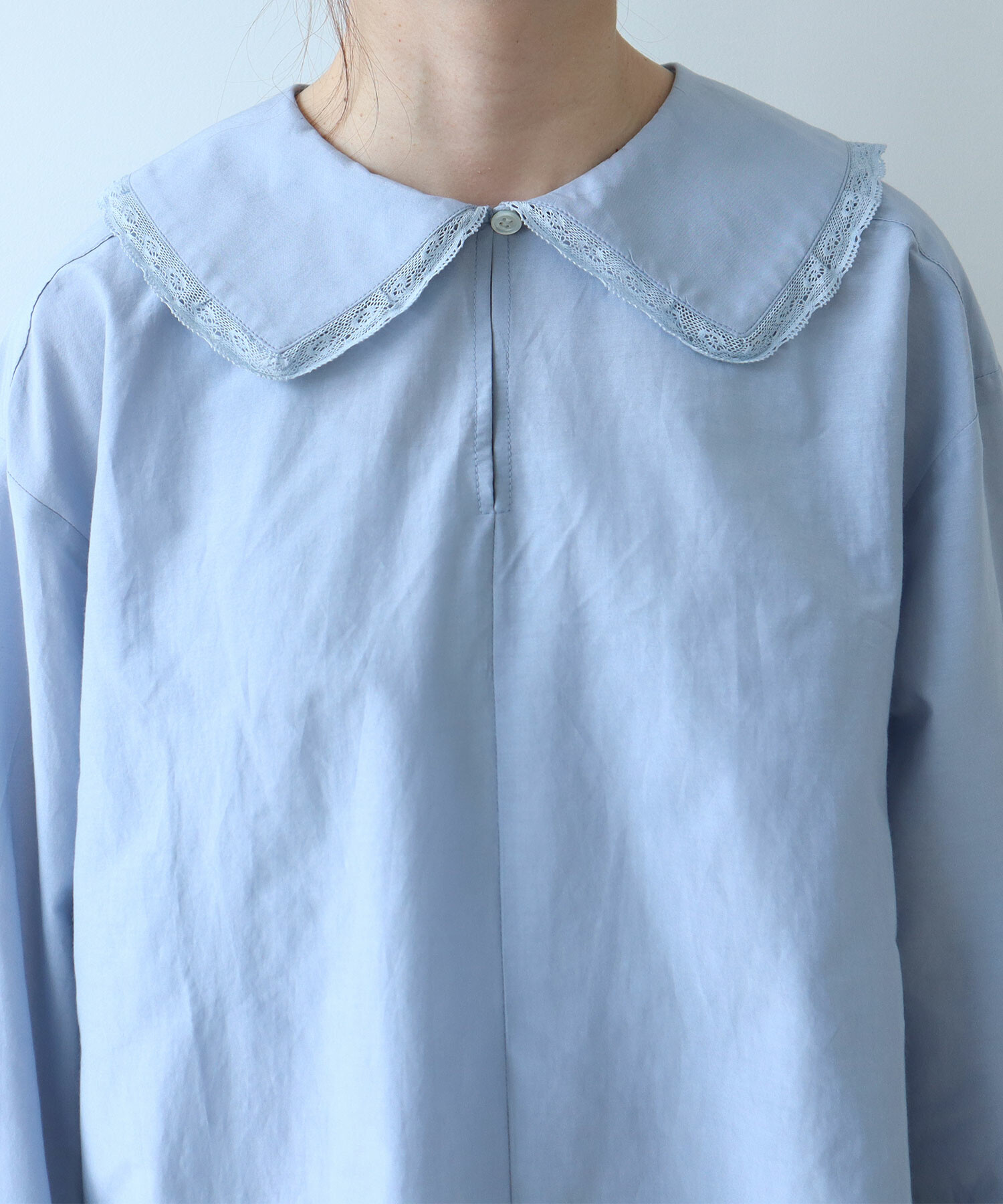 ブラウス シャツ コットン/シルク lace フリル衿ブラウス レディース AMBIDEX Store 【予約販売】〇 コットン / シルク lace フリル襟