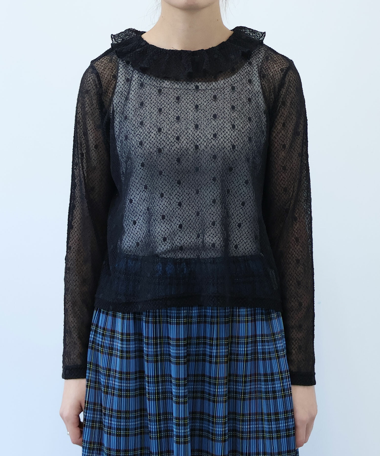 AMBIDEX Store ○ラッセルドット タック襟 プルオーバー(F シロ