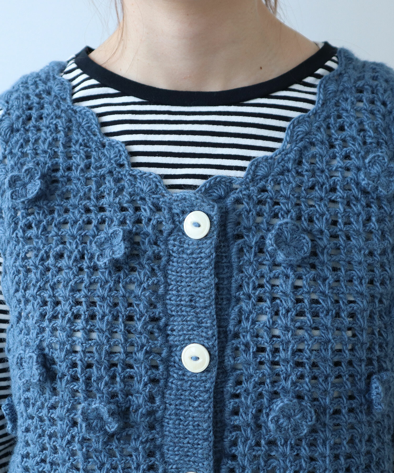 AMBIDEX Store ○ ネパールハンドニット おはなビスチェ(F アオ