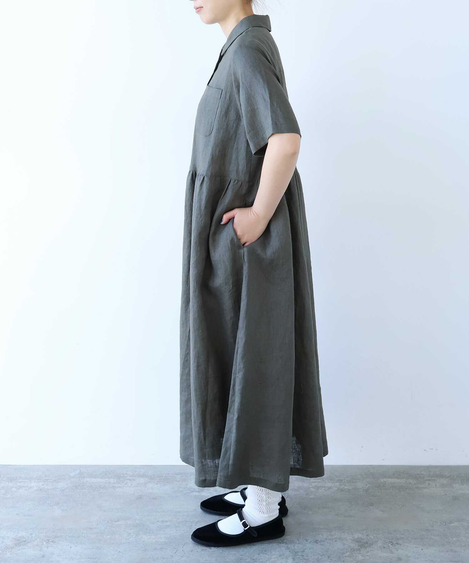 AMBIDEX Store ○ 60s フレンチリネン シャツワンピース(F サックス