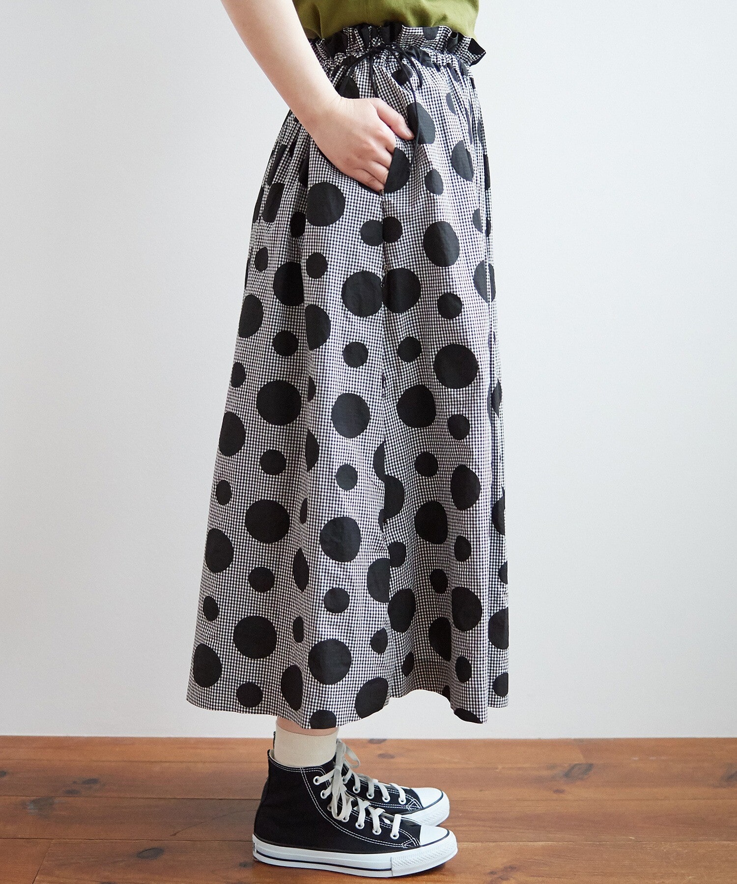 AMBIDEX Store ○gingham×dot プリント スカート(F クロ): bulle de savon