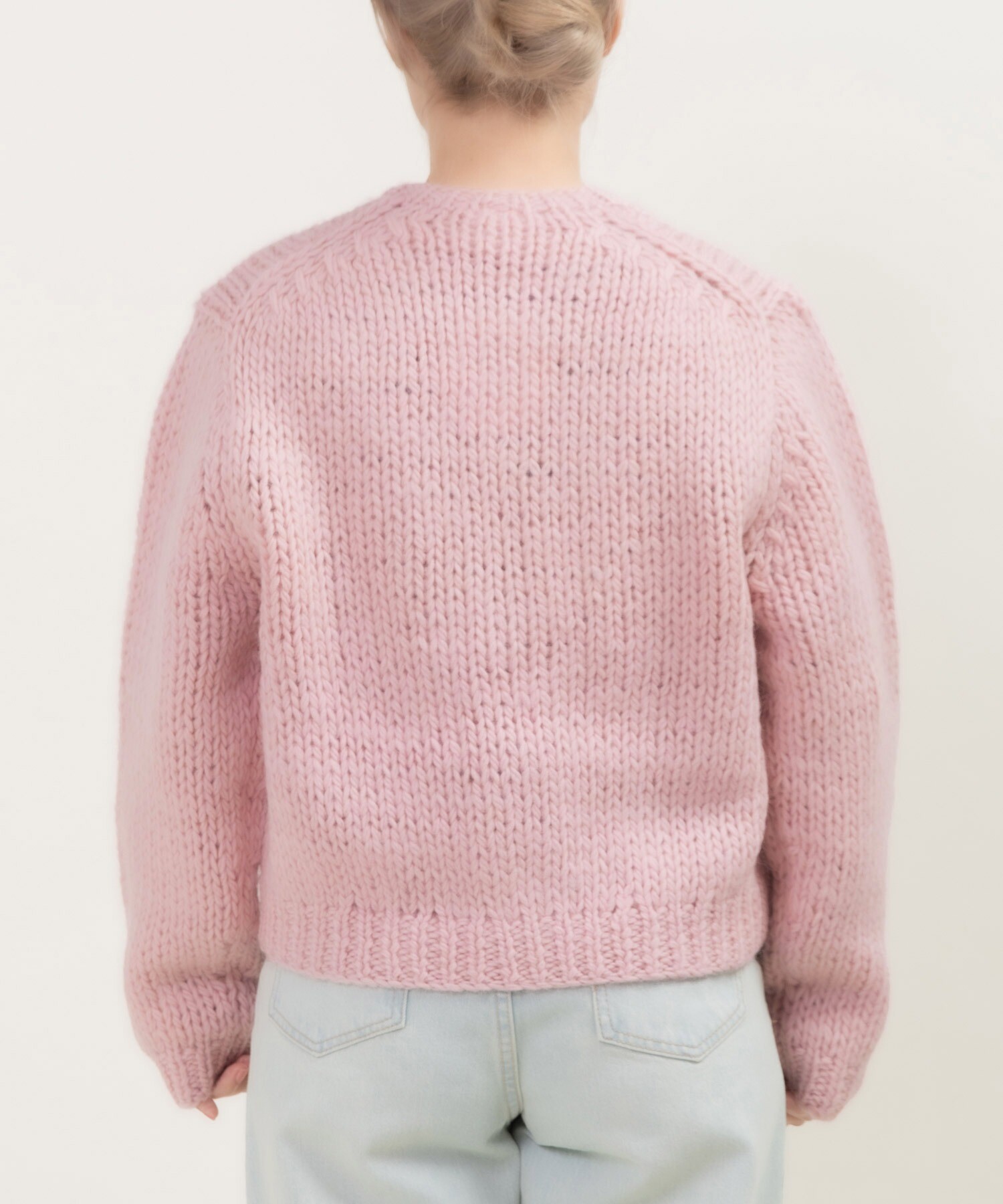 ロービングウール手編み＆刺繍カーディガン