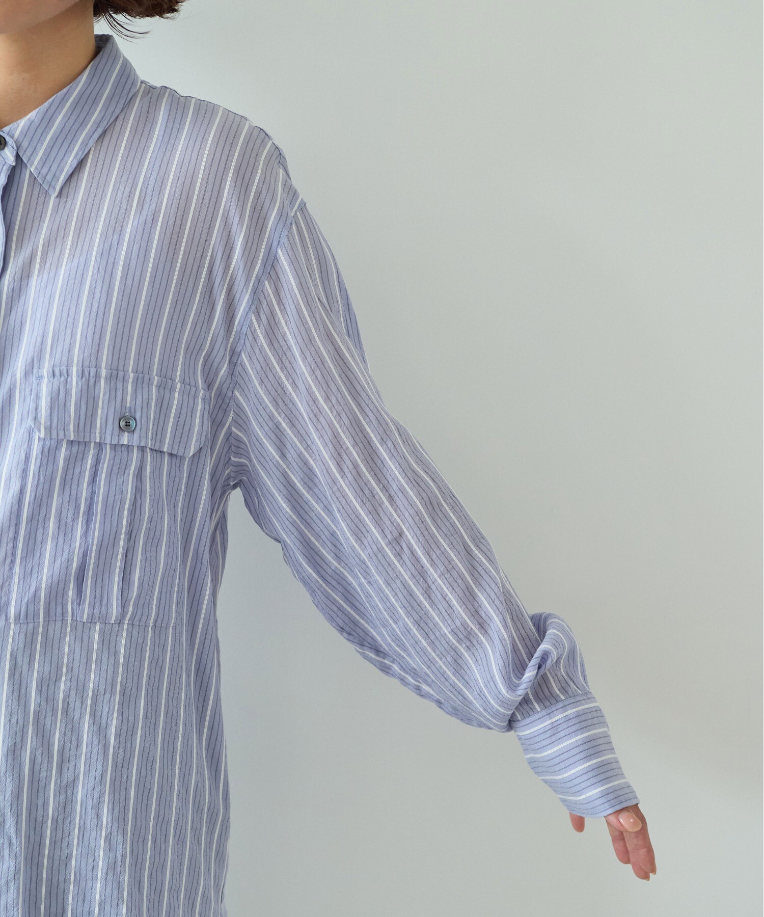 AMBIDEX Store ○キュプラポリエステルコットン stripe oversized