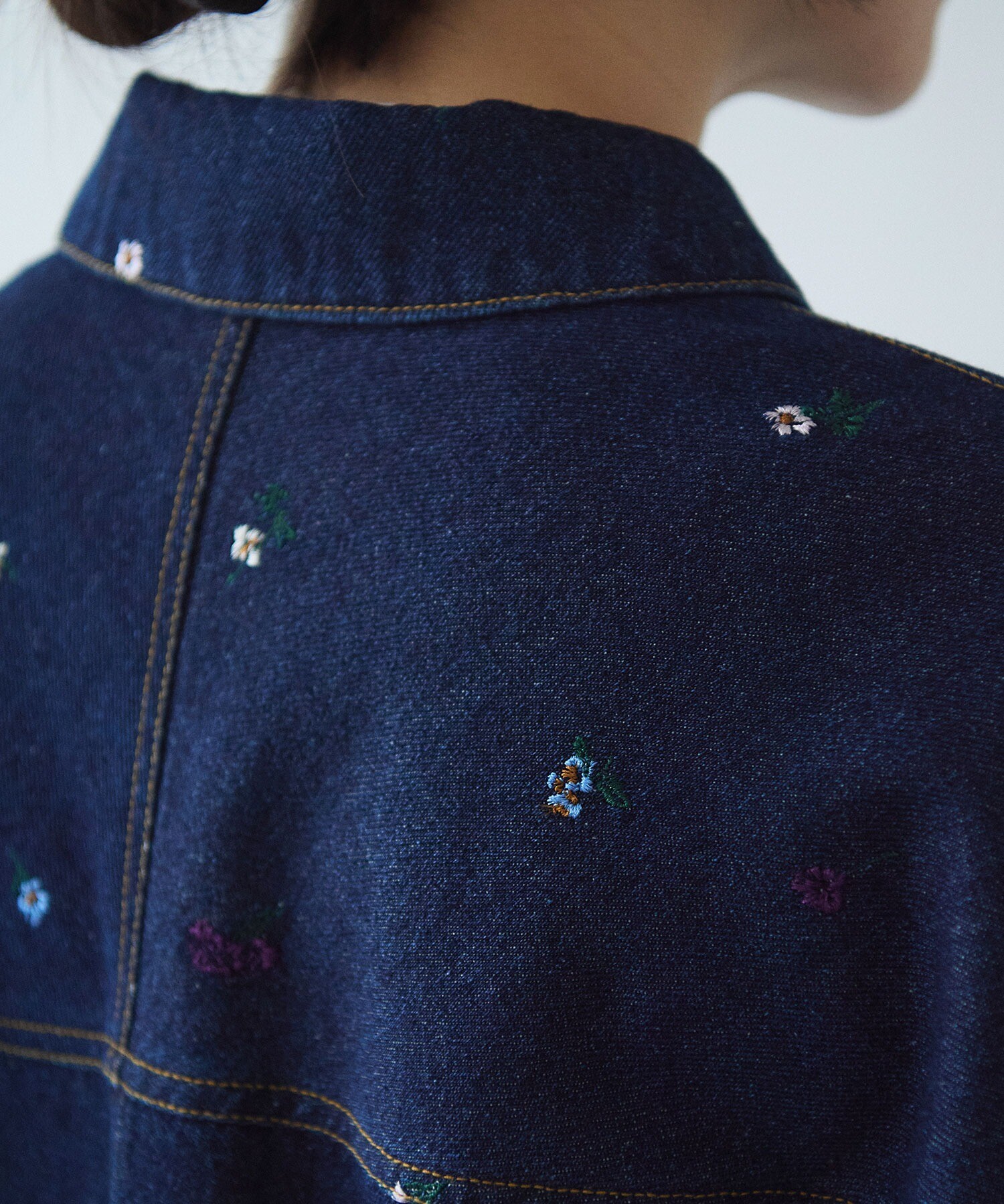 AMBIDEX Store floral embloidely denim cocoon ブルゾン(F サックス