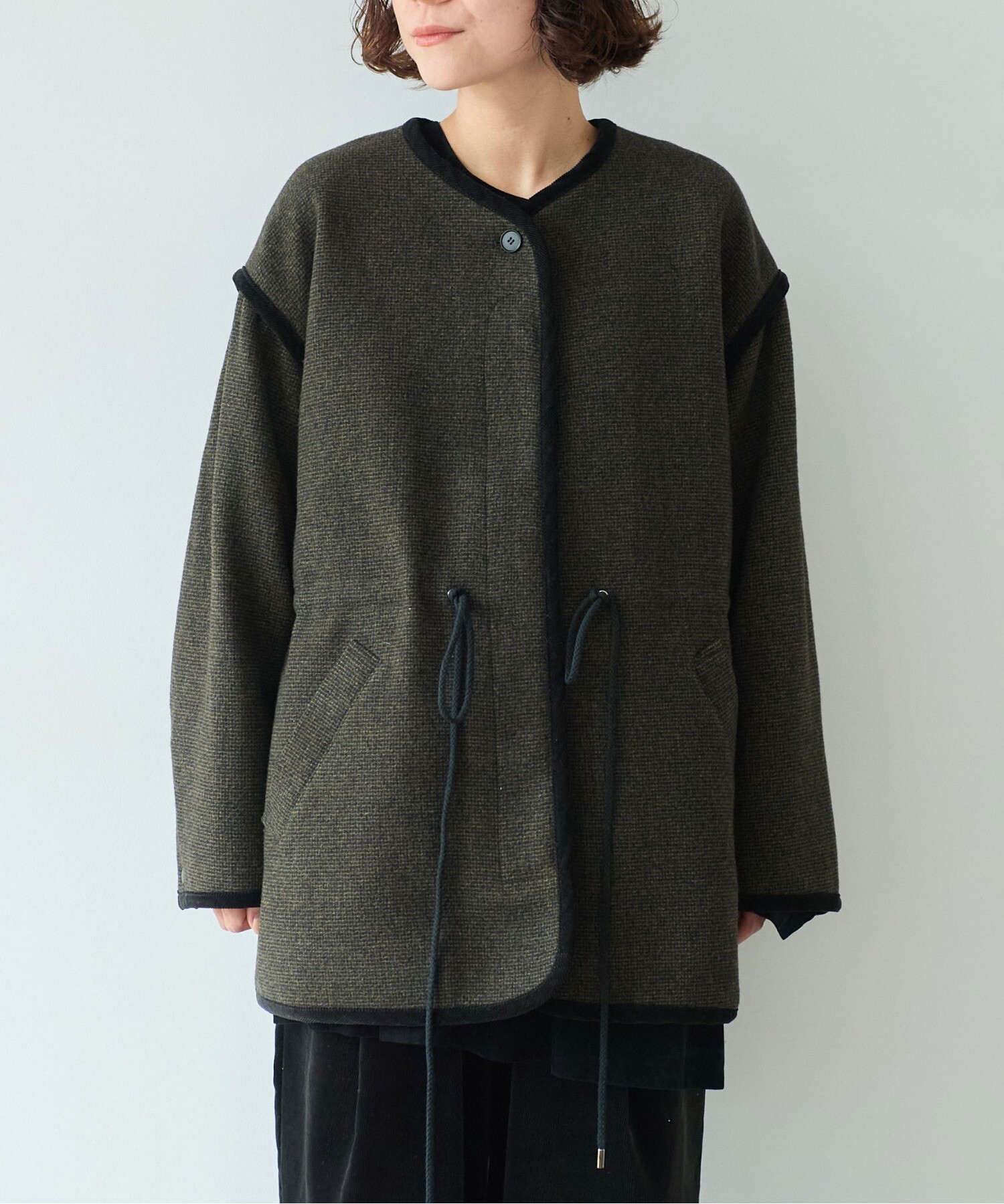 myiページ AMBIDEX Store ○British wool micro check haoriコート(F カーキ): yuni