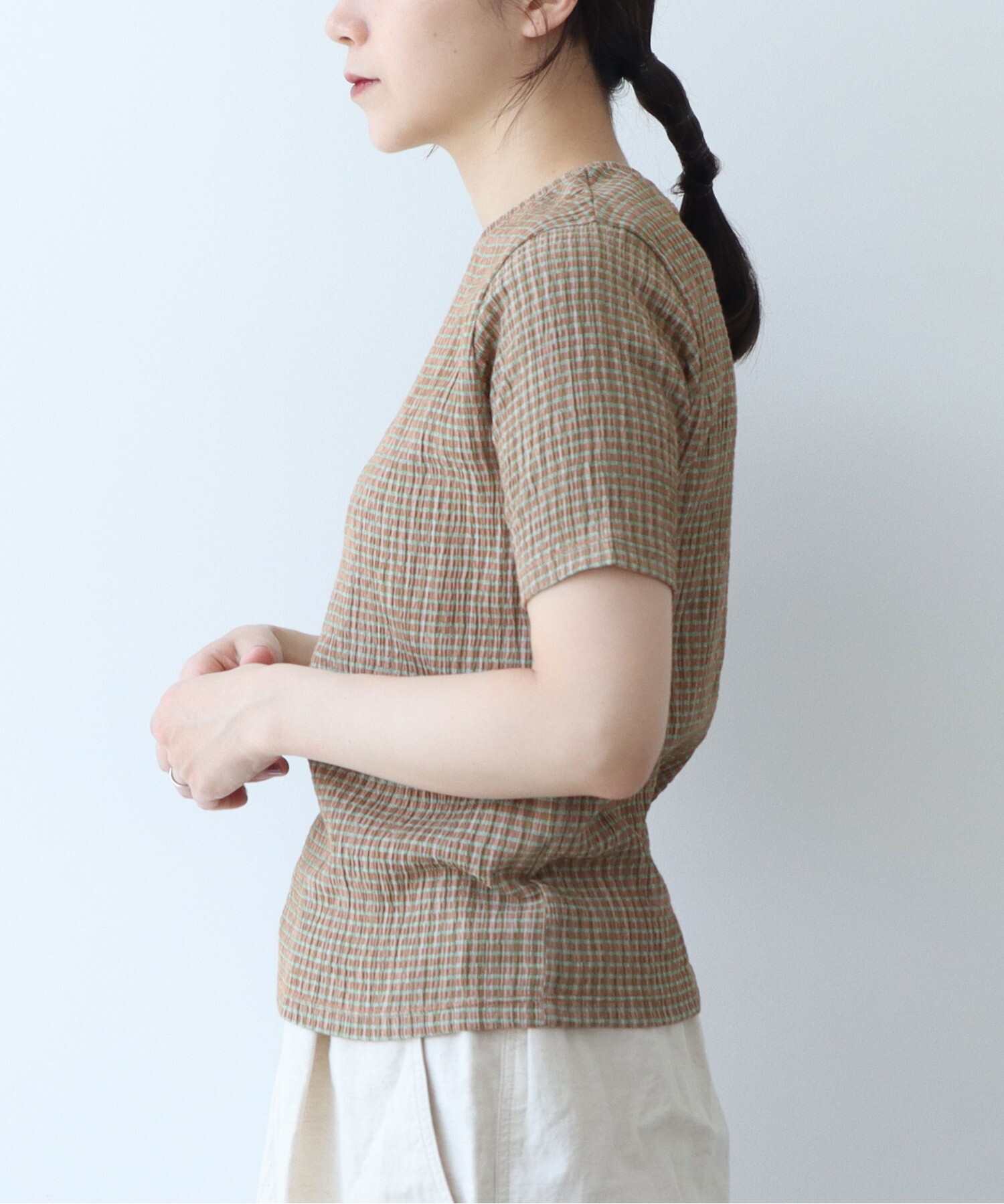 AMBIDEX Store コットンポリエステル シャーリングハーフスリーブT  