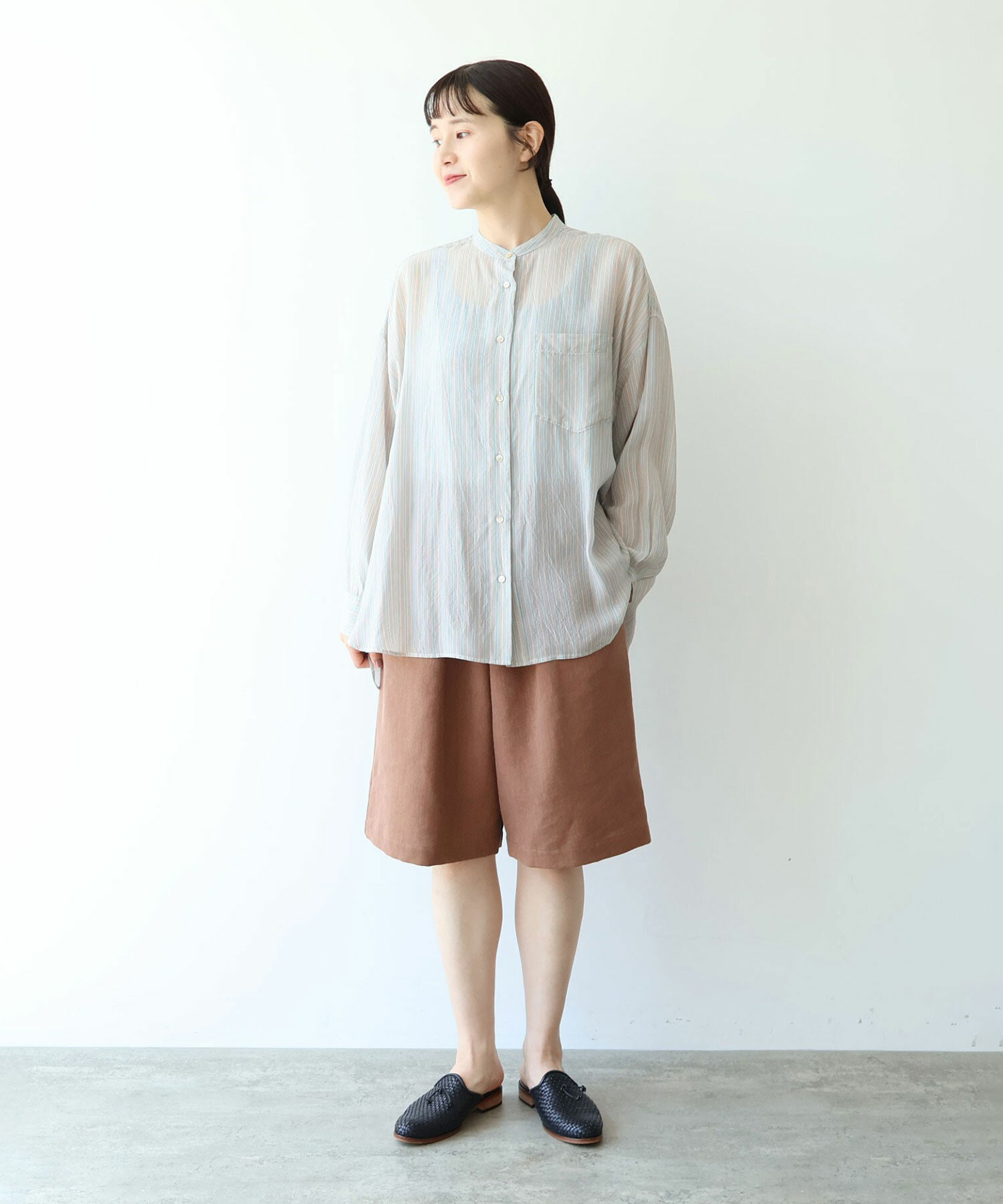 AMBIDEX Store Linen Polyester gum tack half パンツ(F クロ): yuni