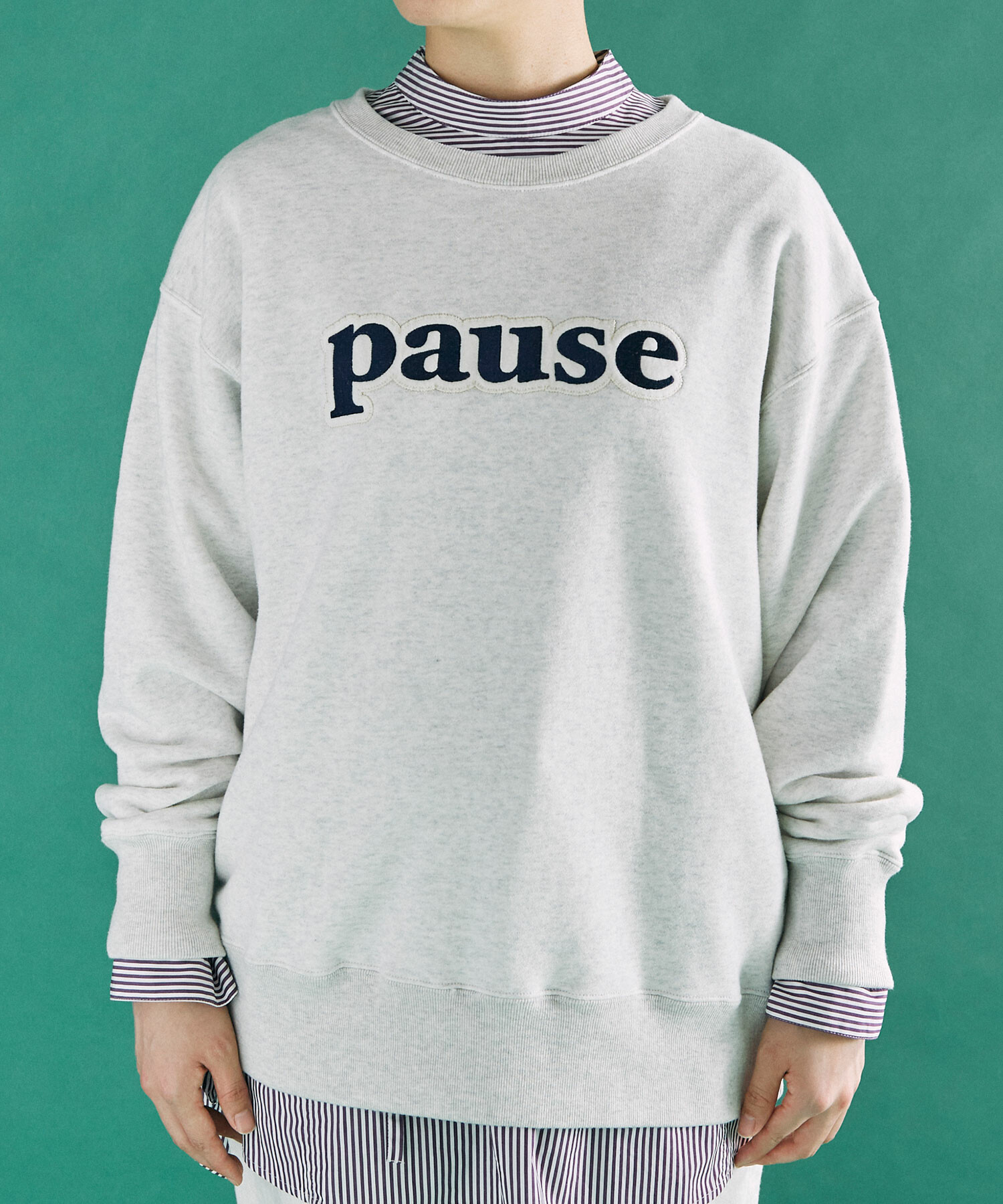 AMBIDEX Store △○30/8裏毛 pause ロゴ プルオーバー(F OATMEAL 