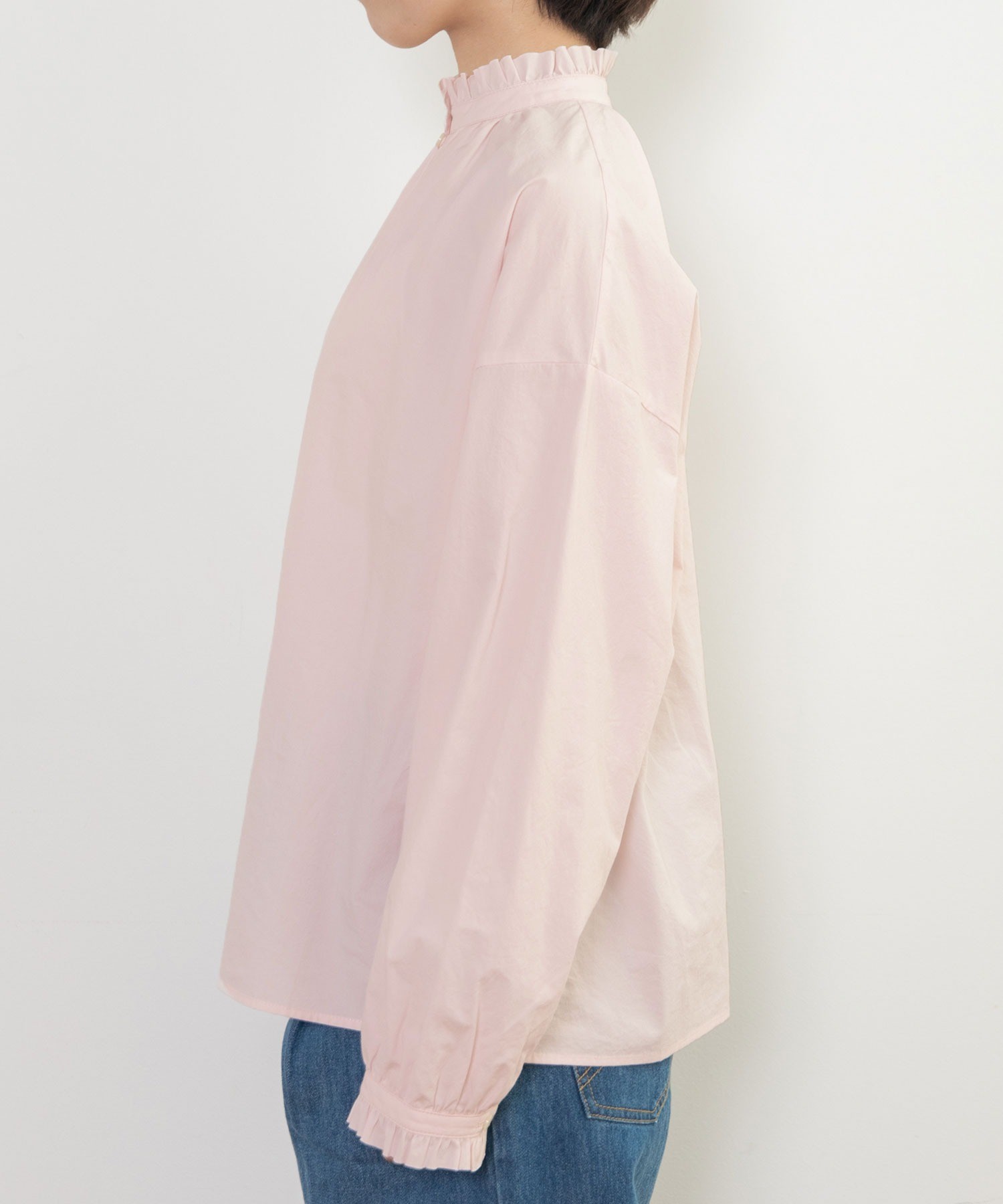 AMBIDEX Store △○グランジウォッシュ スタンドフリルブラウス(F