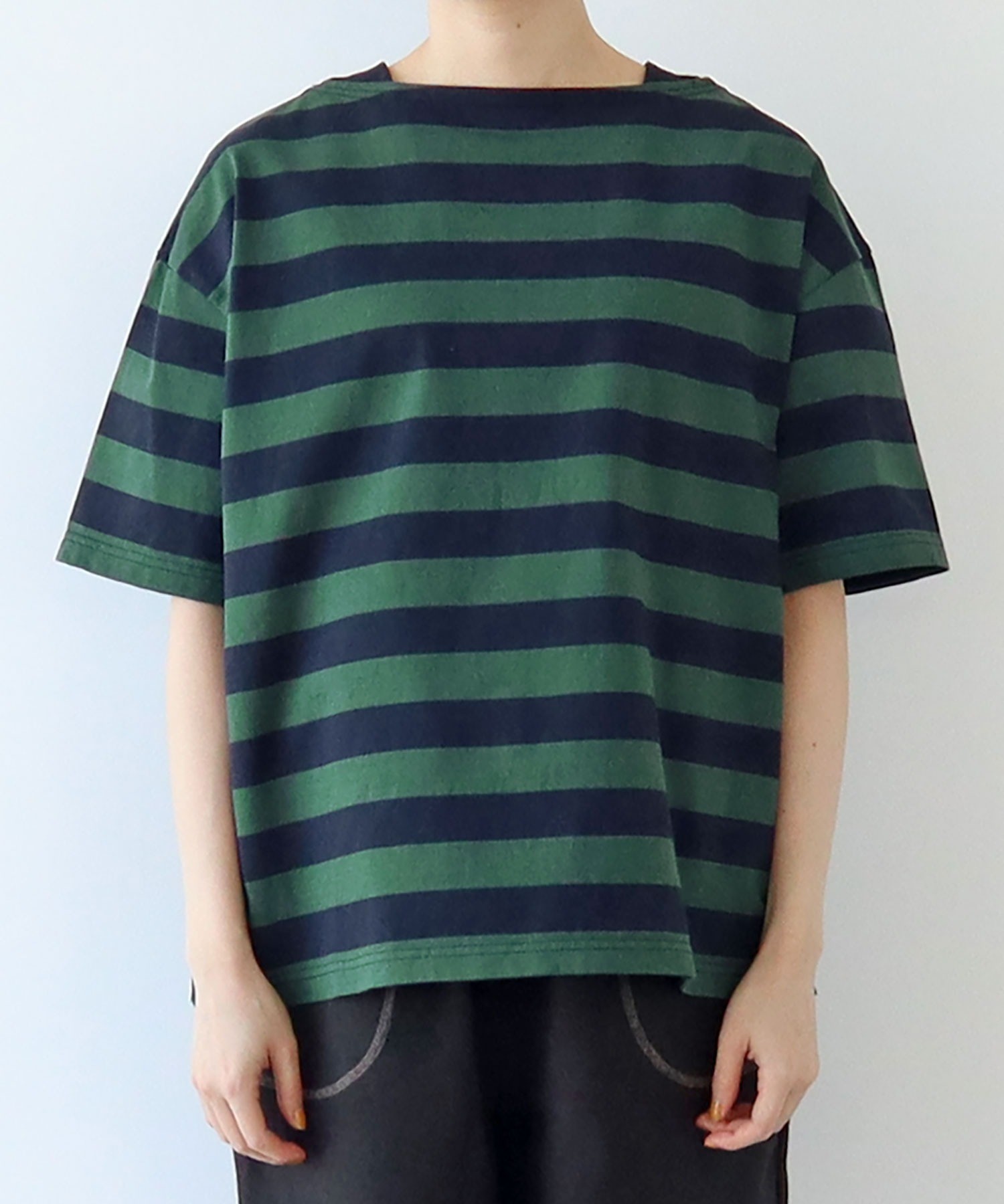 AMBIDEX Store ○カヴェール天竺 ボートネックボーダーTシャツ(F