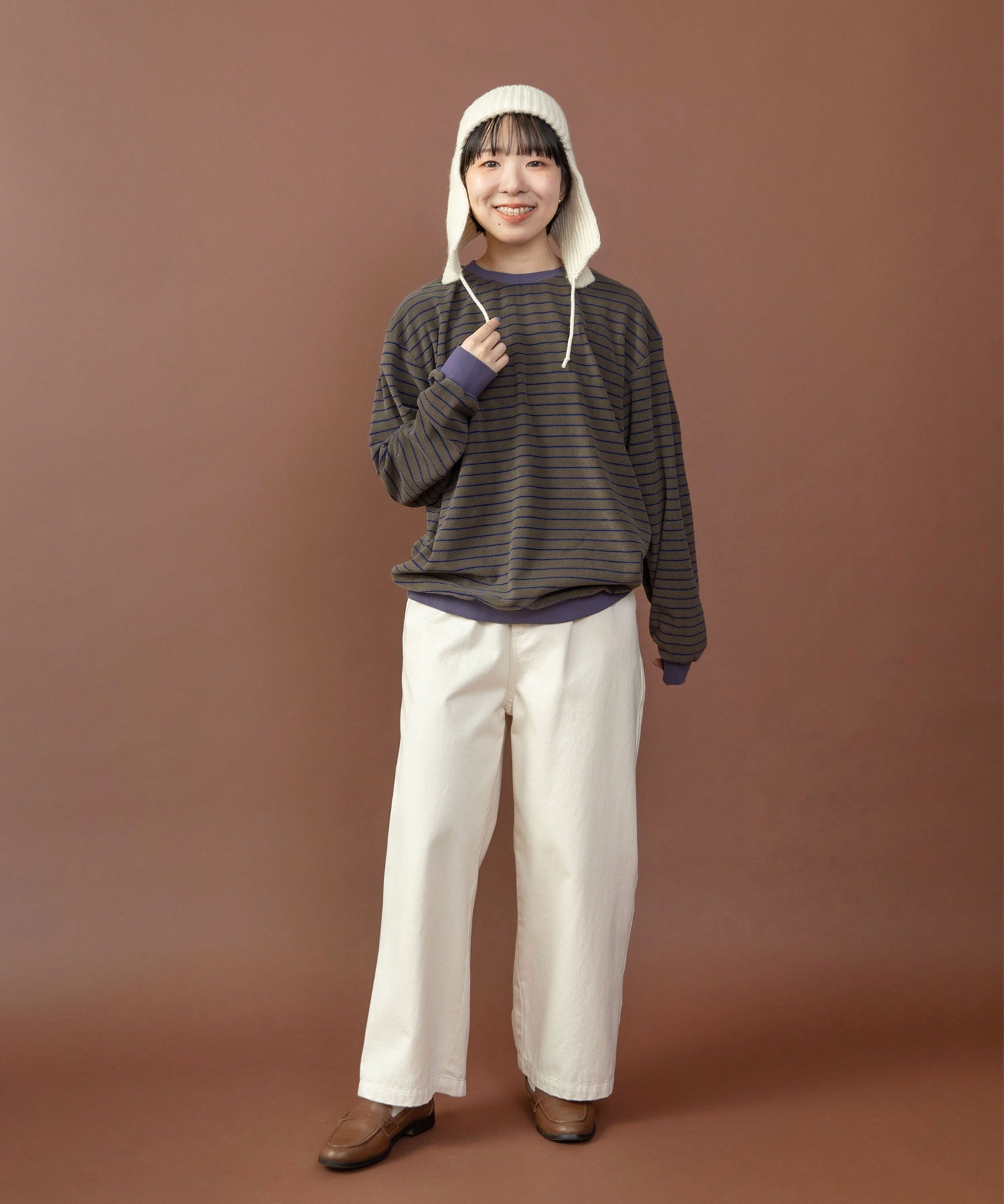 AMBIDEX Store 製品染めパイルボーダー クルーネックプルオーバー(F