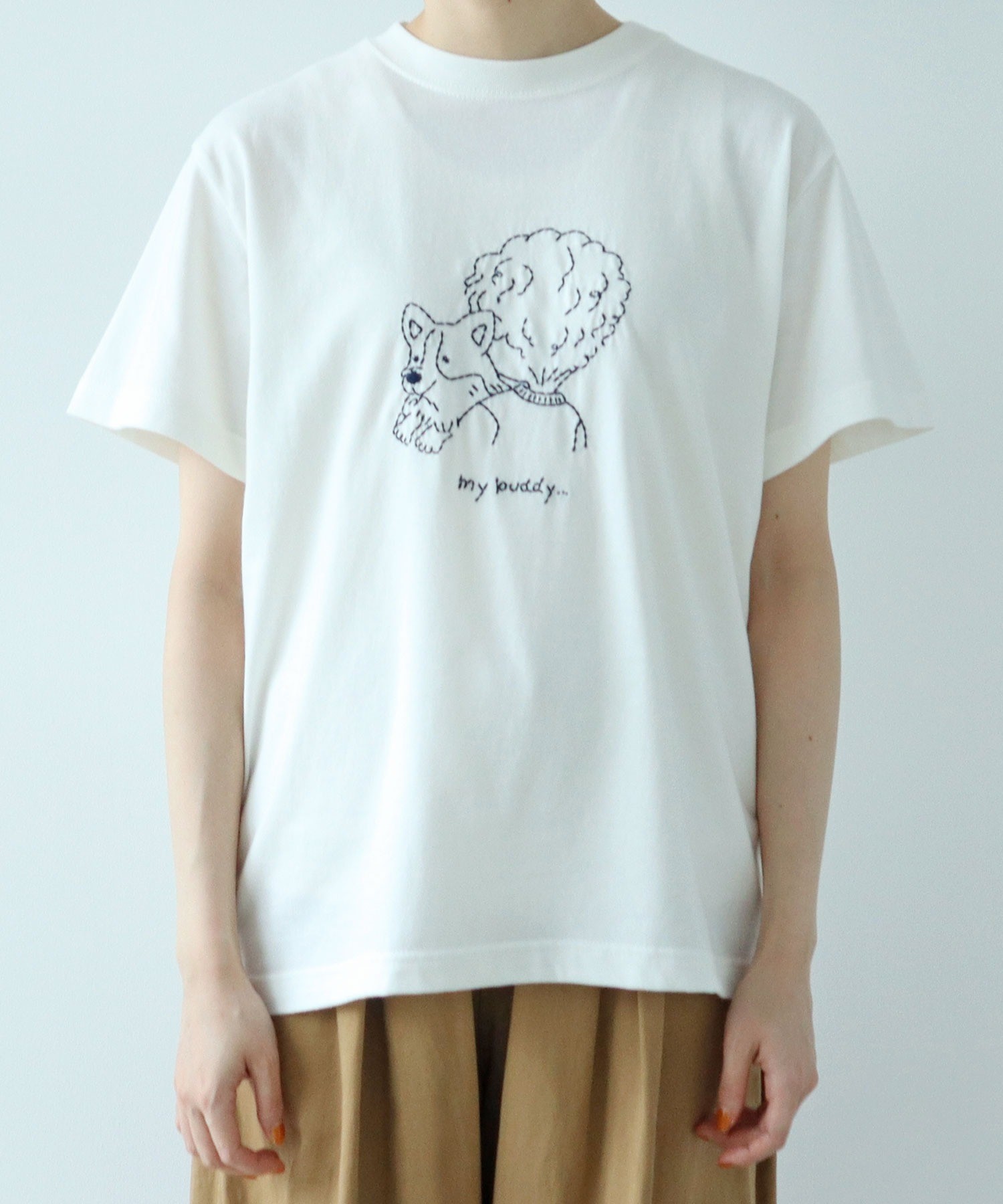tシャツ 「WEB別注」corgi ＆ boy Tシャツ レディース AMBIDEX Store ○【WEB別注】corgi & boy Tシャツ(F シロ): PAR ICI