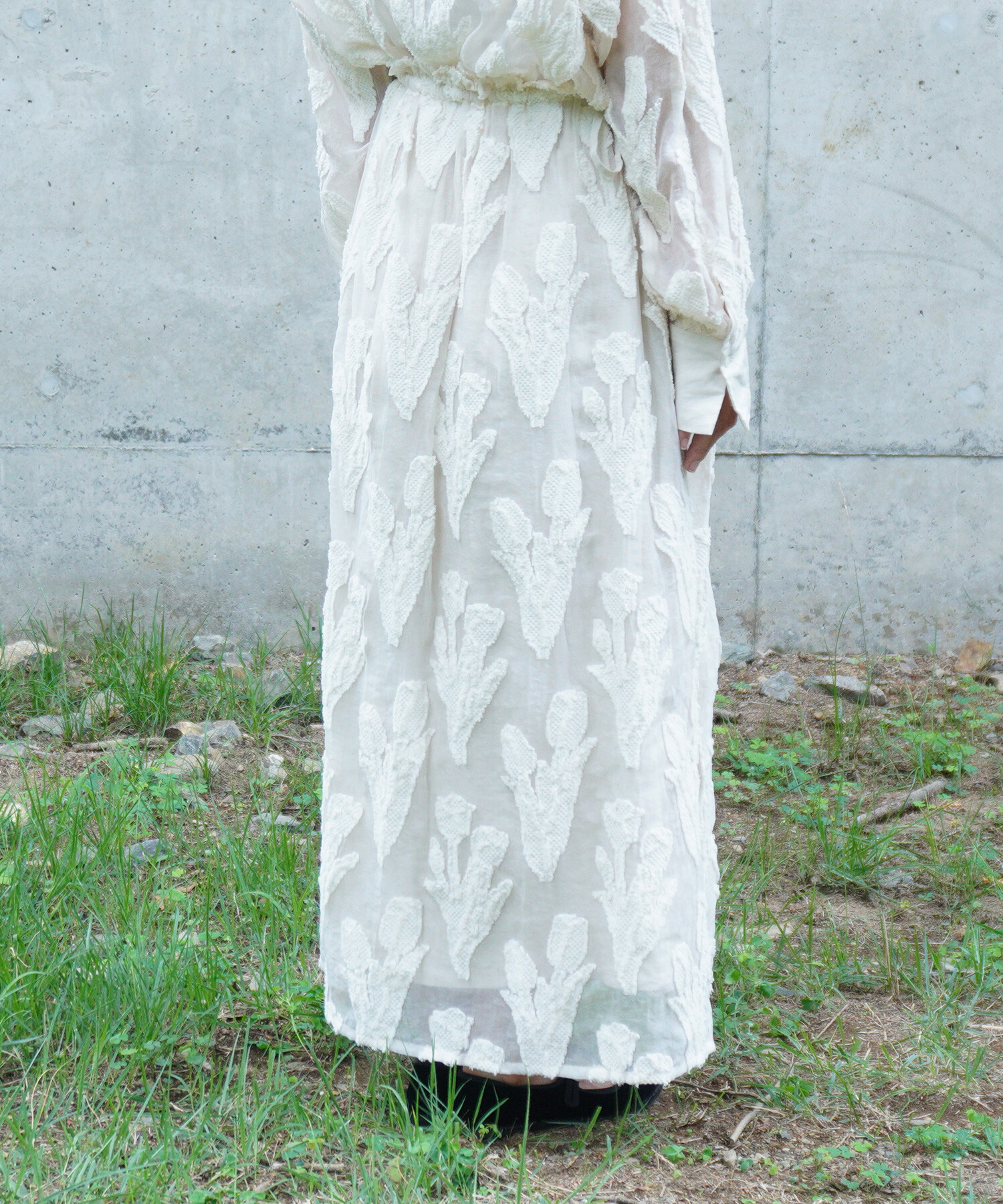AMBIDEX Store 〇tulip lace jacquard スカート(F クロ): FLAT