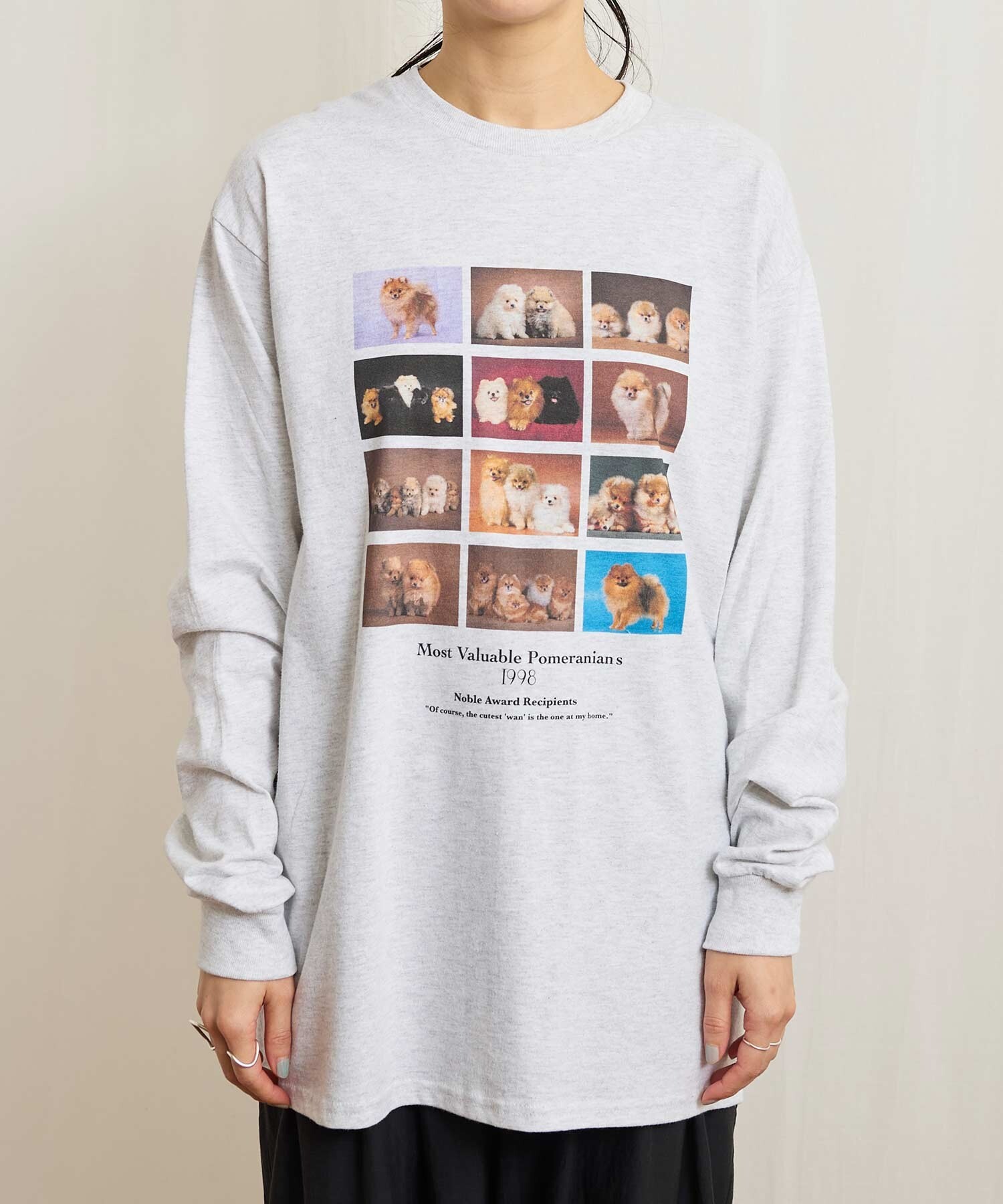 AMBIDEX Store 〇Pomeranians long sleeve (F アッシュグレー): l