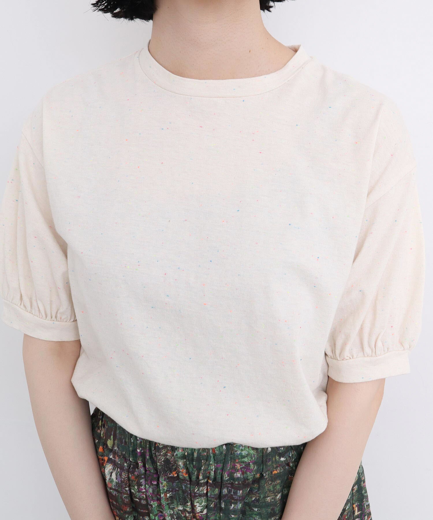 トップス muu AMBIDEX Store 【予約販売】〇カラフルネップ天竺 パフ袖Tシャツ