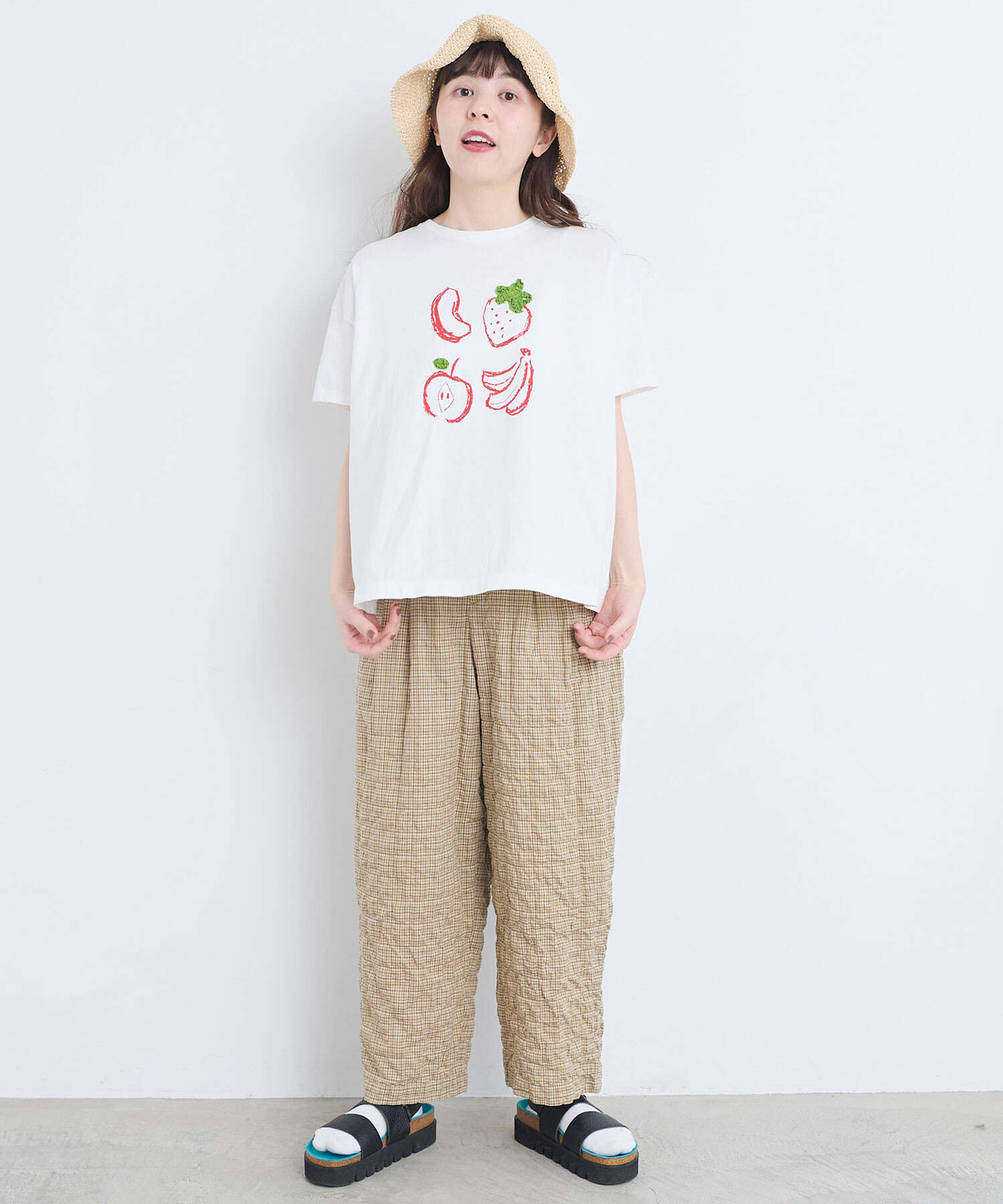 アトリエドゥサボン パンジー アップリケ トップス l'atelier du savon（アトリエドゥサボン） tシャツ 植物おせわ係