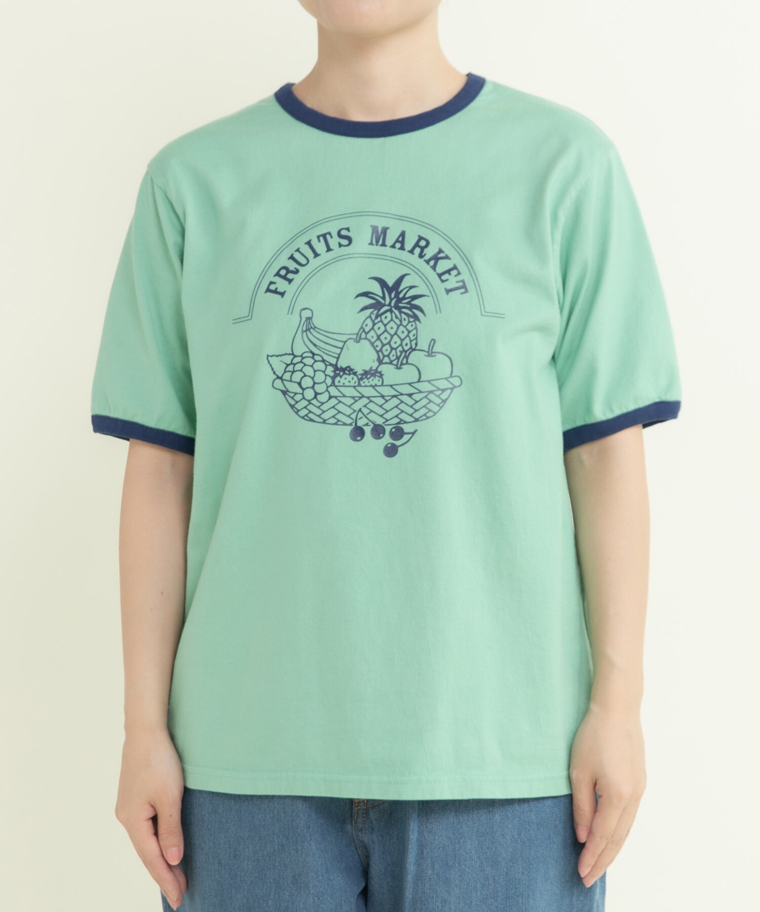 40/2天竺 フルーツプリントリンガーTシャツ