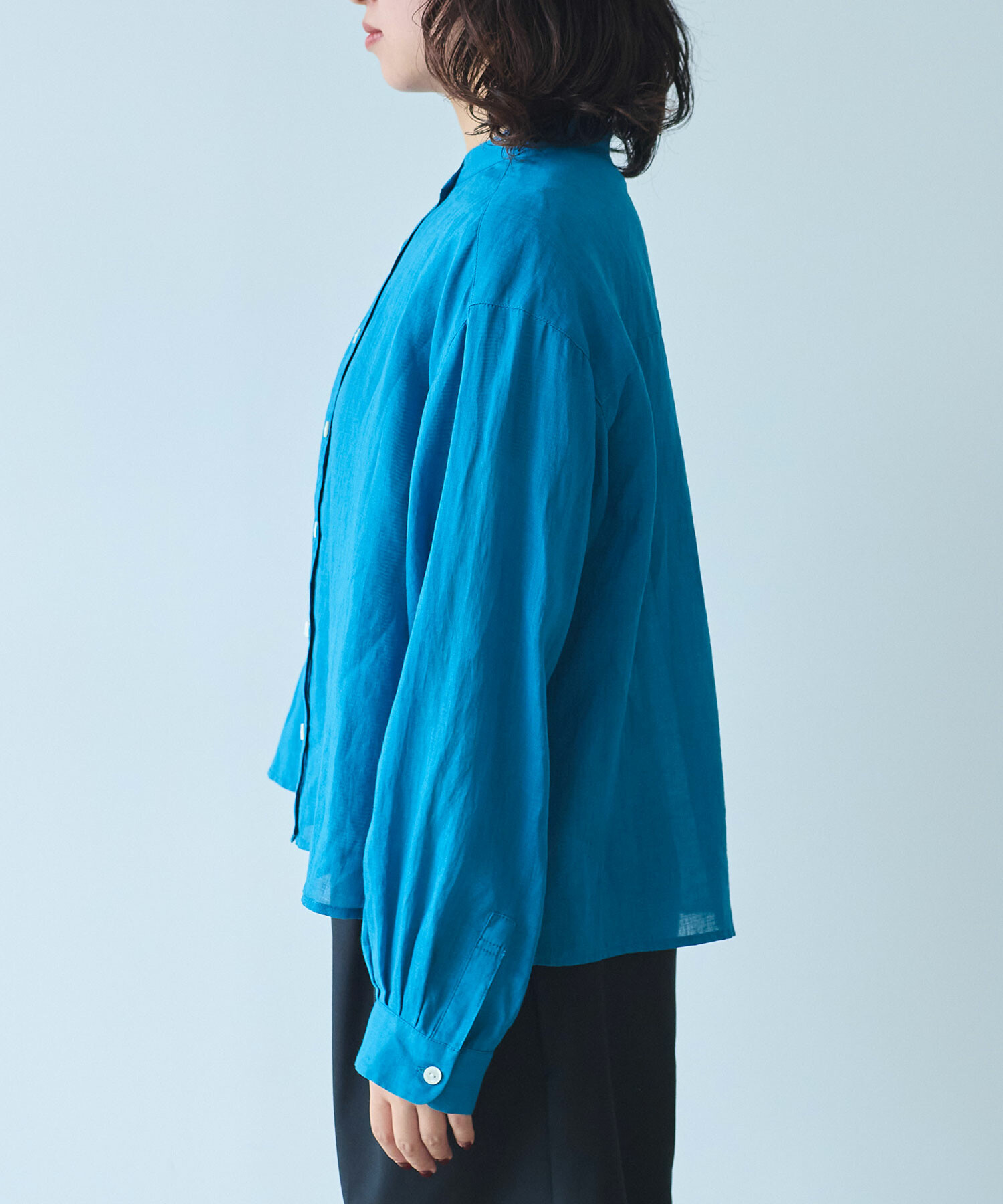 AMBIDEX Store 〇 Ramie ショート ブラウス(F クロ): bulle de savon