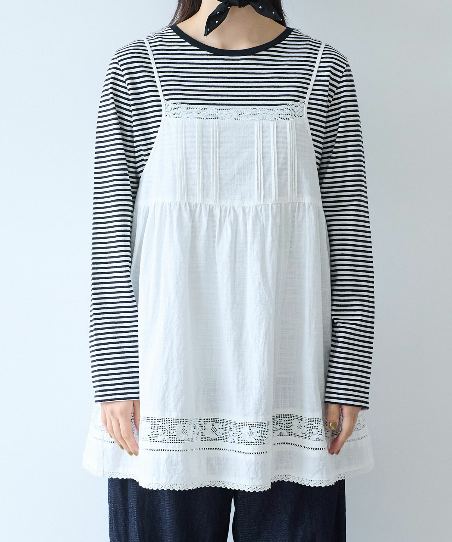 AMBIDEX Store 〇 コットン / リネン lace×pin tuck キャミブラウス(F