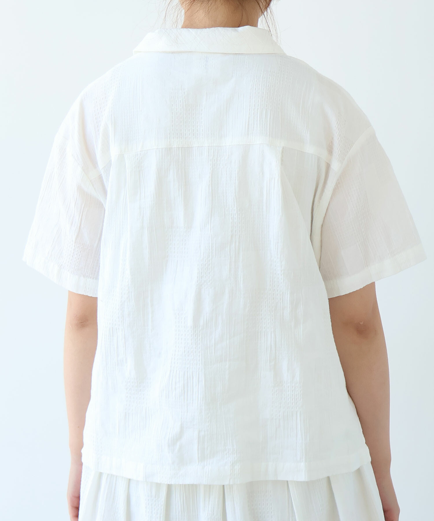 AMBIDEX Store ○ patchwork ジャカード 開襟シャツ(F シロ): bulle de