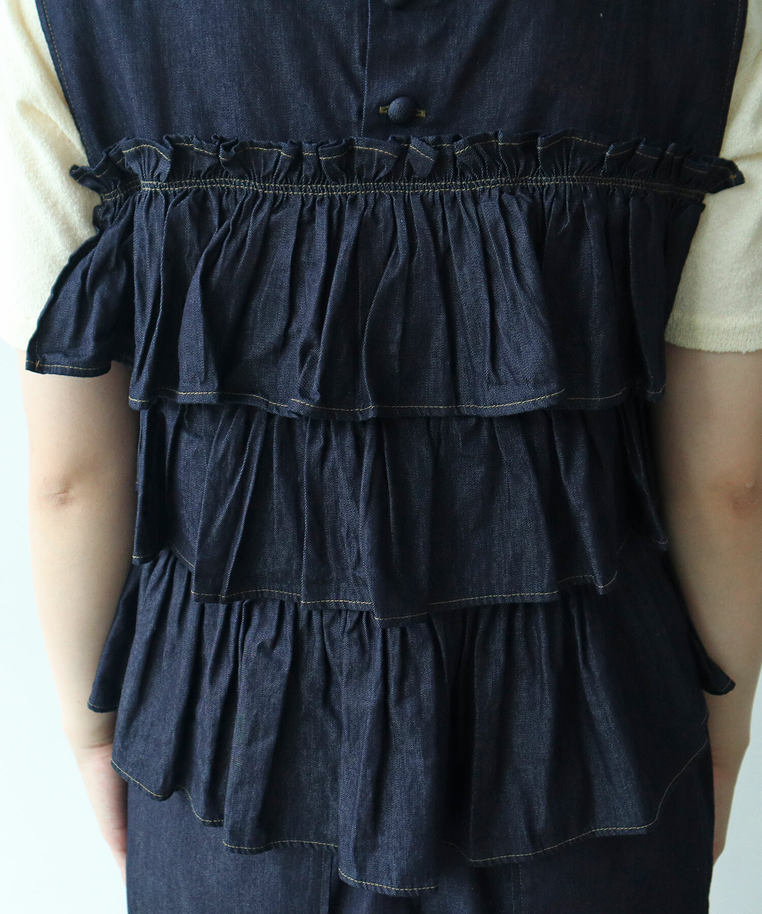 AMBIDEX Store △〇 5.5oz denim furifuri ベスト(F アオ