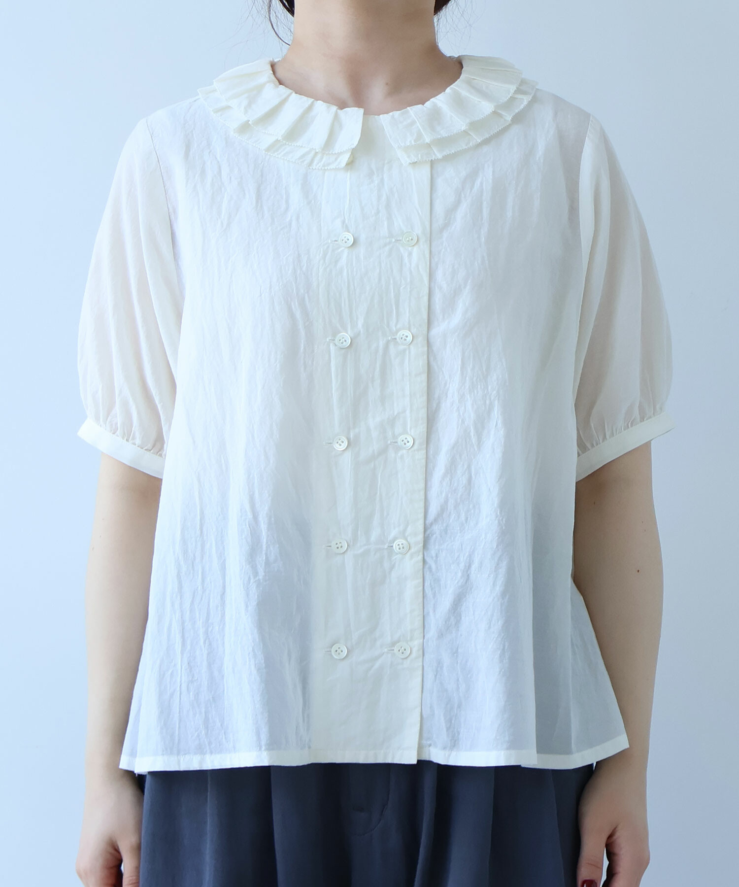 AMBIDEX Store ○ コットン / キュプラ ローンIBK 半袖 bebe ブラウス