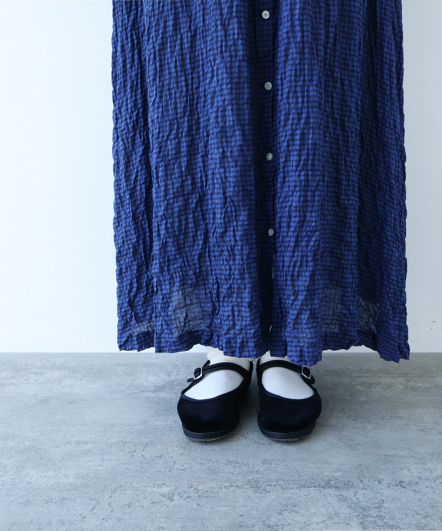 AMBIDEX Store ○ shirring mini check ワンピース(F アオ): bulle de