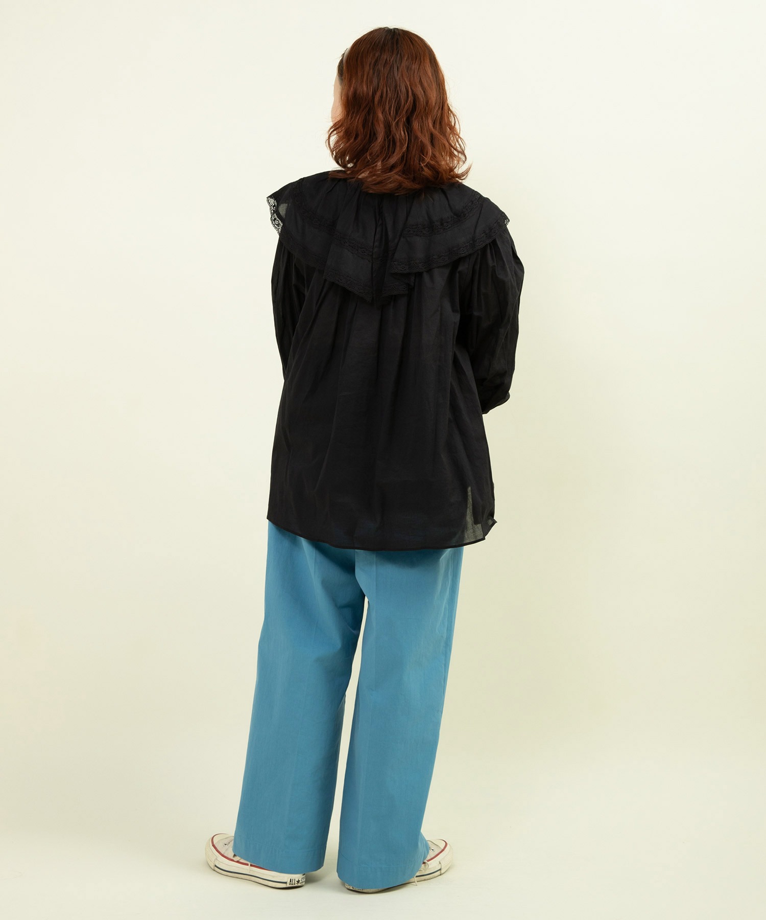 AMBIDEX Store △○80ボイルレース ピンタックラッフルケープ襟